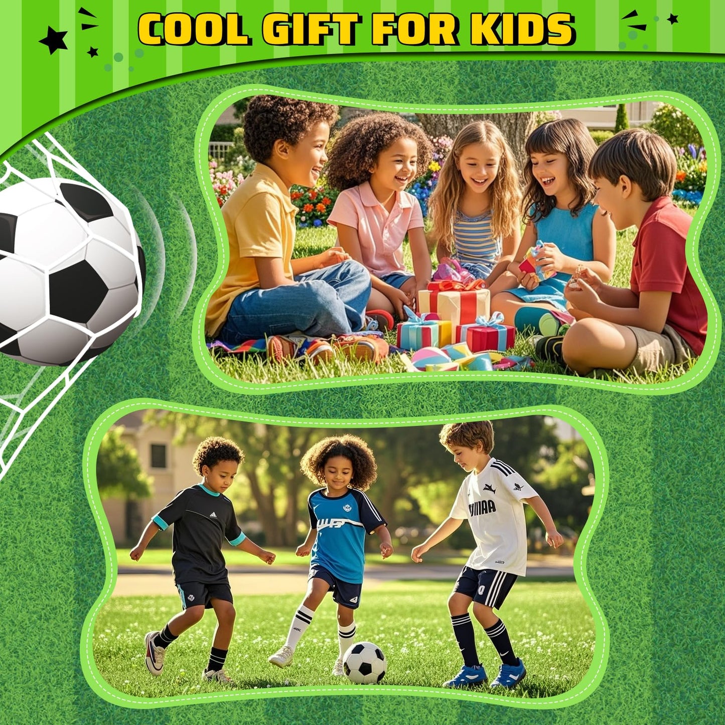Mini Soccer Goal Set with 3 Ball Pump for Toddler Kid, Small Portable Goals Training Equipment for Garden Indoor Outdoor Backyard, Birthday Gift for Boy Girl Sports Toy Family Game 23" W×18" H×12" D