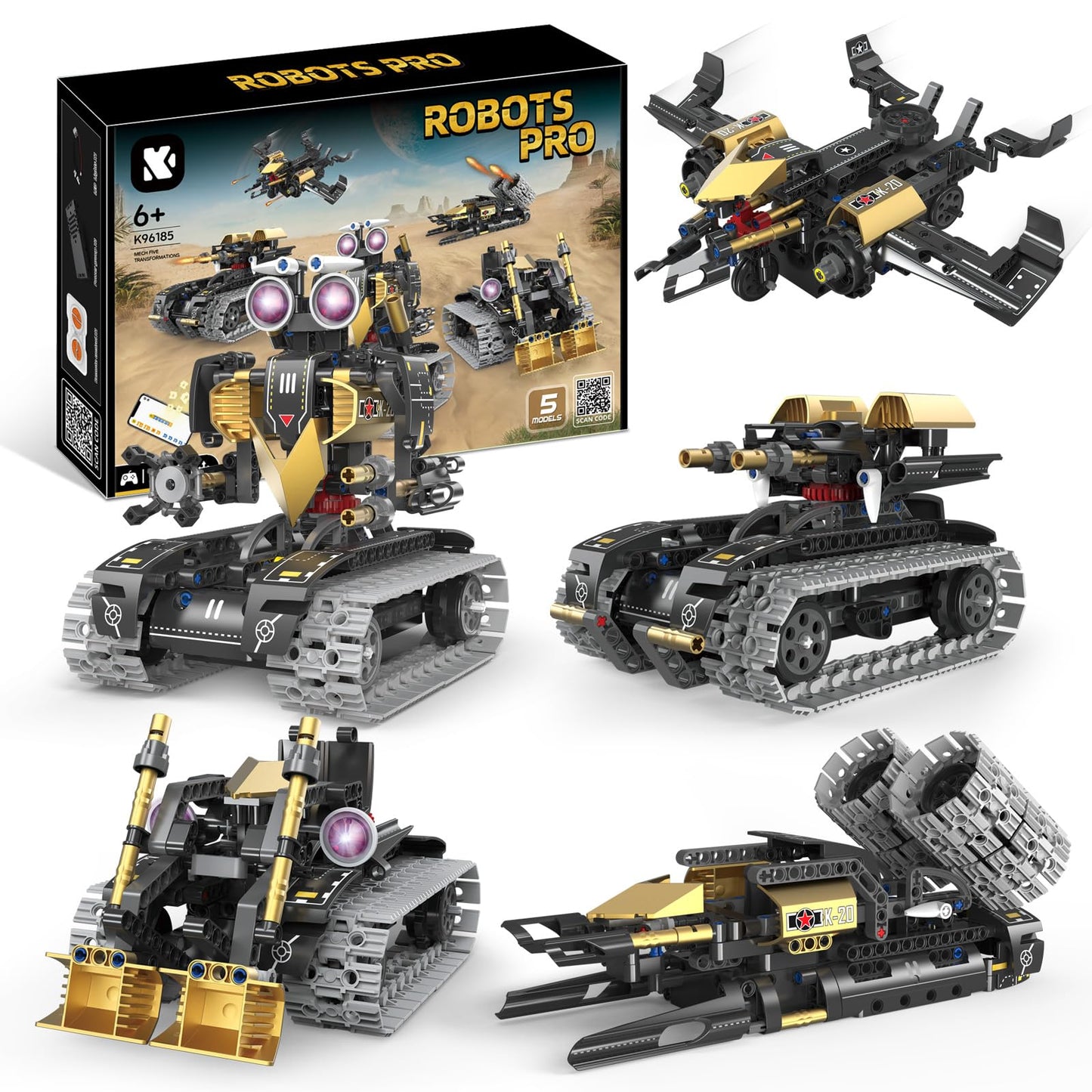 OUTOGO Robot Building Kit with Remote Control, STEM Gifts for Kids Age 8-12, Science Robot Kit Coding Robotics Technic Toy for Boys Girls Birthday Gifts, 5-in-1 Models with 323 Pieces