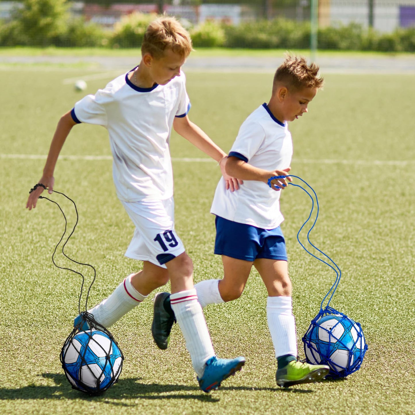 Libima 24-Piece Solo Soccer Kick Trainer - Bungee Juggling Net for Kids, Fits Ball Size 3, 4, 5