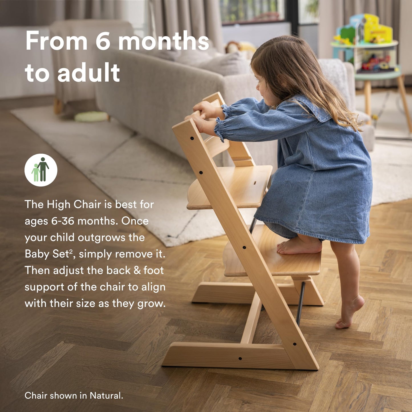 Stokke Tripp Trapp High Chair 2 (Storm Grey), Cushion 2 (Nordic Grey) + Stokke Tray (White) - Includes Chair + Baby Set 2 with Removable Harness for Children 6-36 Months