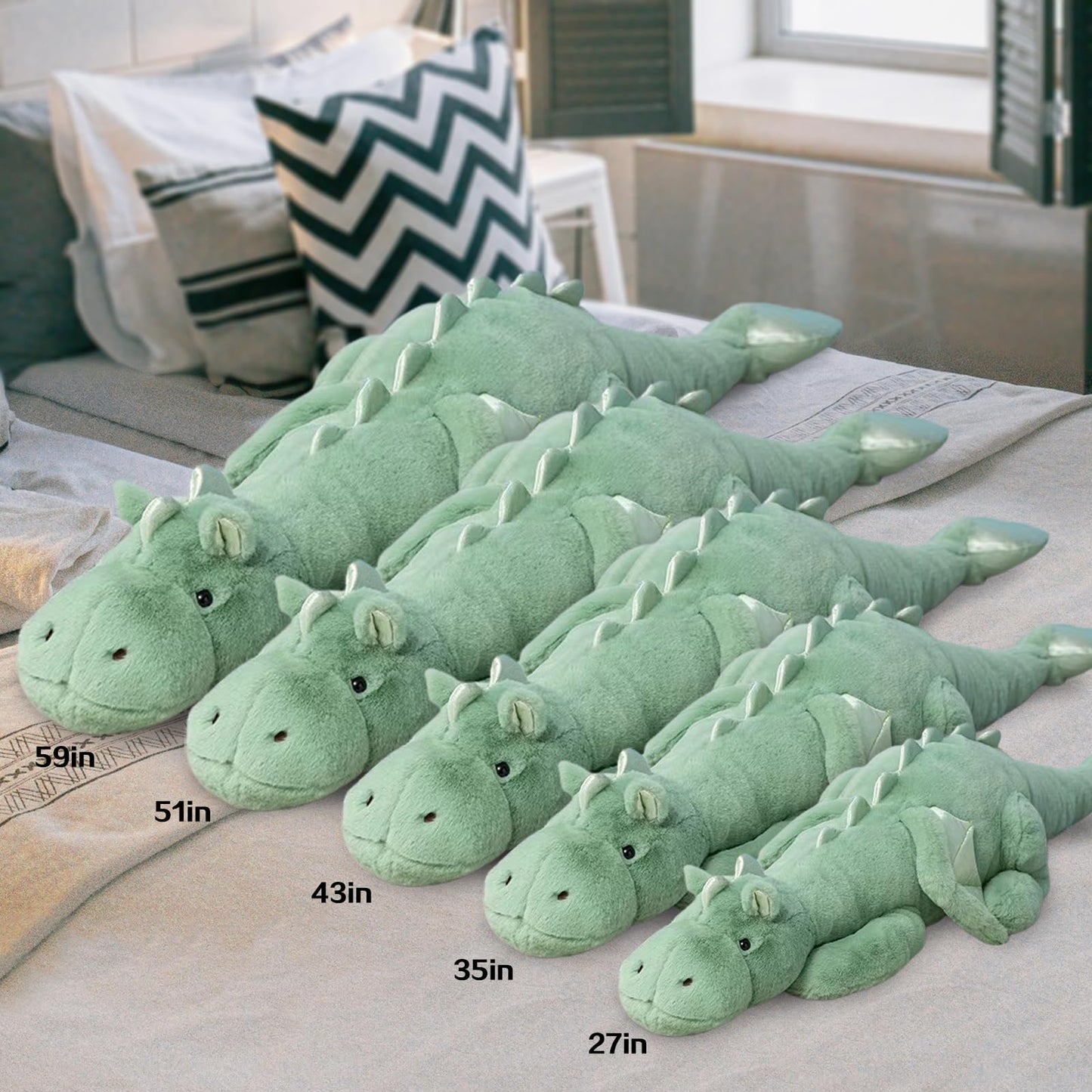 Dodhse Pterosaur Stuffed Animal with Wings - Cute Soft Dinosaurs Plush Toys Little Flying Dragon Plushies Pillow Doll Christmas Birthday Gifts for Kids Boys Girls (Green,27.55inch/70cm)