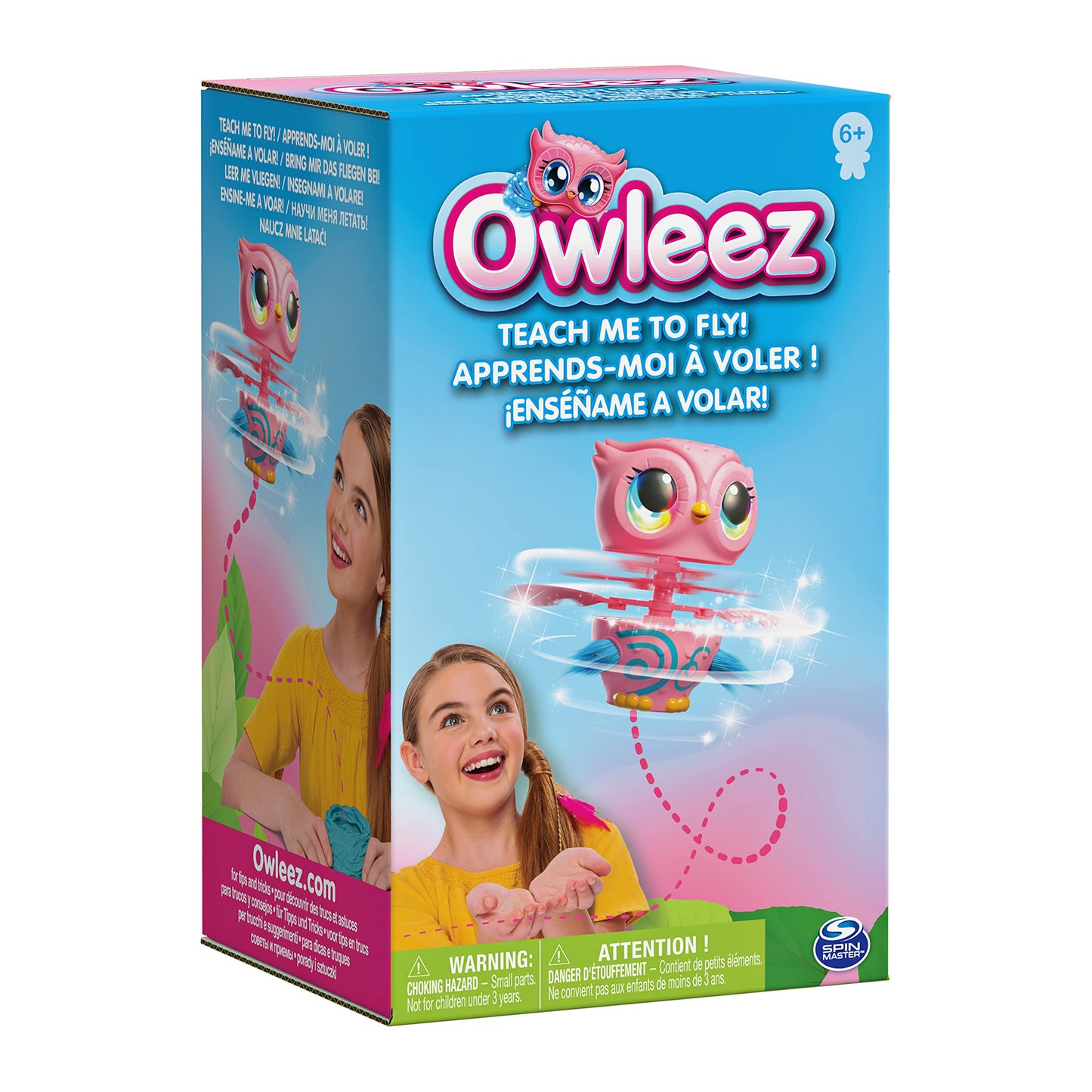 Owleez 6053359 Flying Baby Owl Interactive Toy with Lights and Sounds (Pink), for Kids Aged 6 and Up, Pink