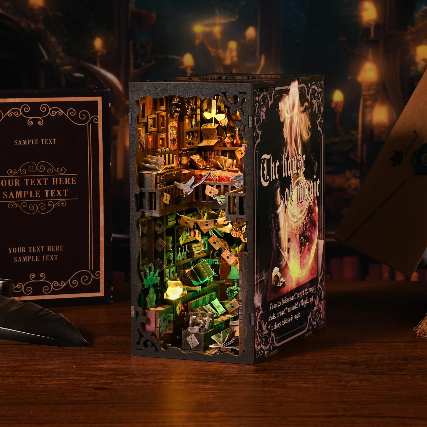 TOYQI DIY Book Nook Kit, Miniature House Dollhouse Kit for Adult and Teens, Book Nook Kits for Adults, Booknook Bookend Alley Model Build with Dust Cover, Gifts for Family Friends