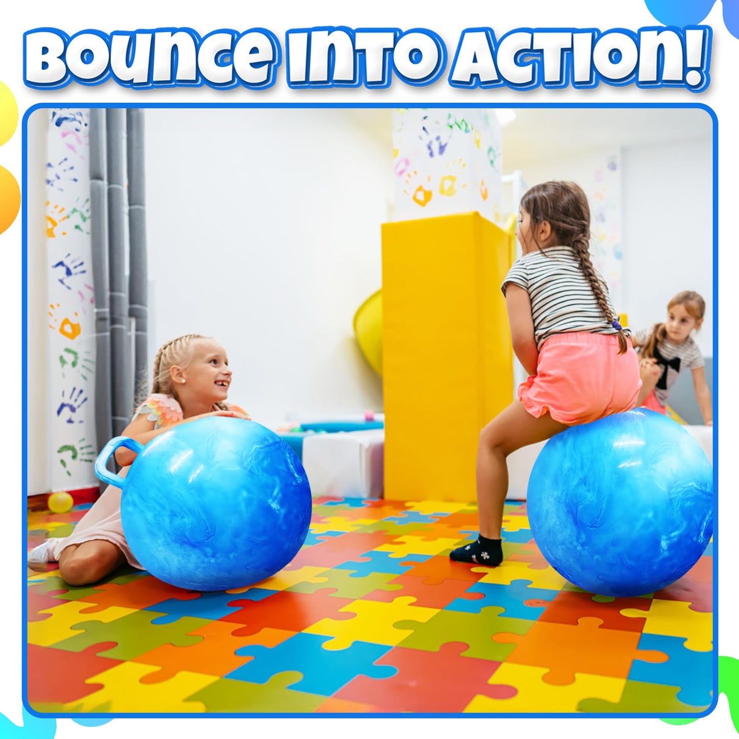 Bedwina Bouncing Ball for Kids – 20 Inch Hopper Ball with Handle and Pump | Fun & Durable Bouncy Toy for Children | Safe Inflatable Hopping Toy for Indoor & Outdoor Play, Exercise & Active Fun
