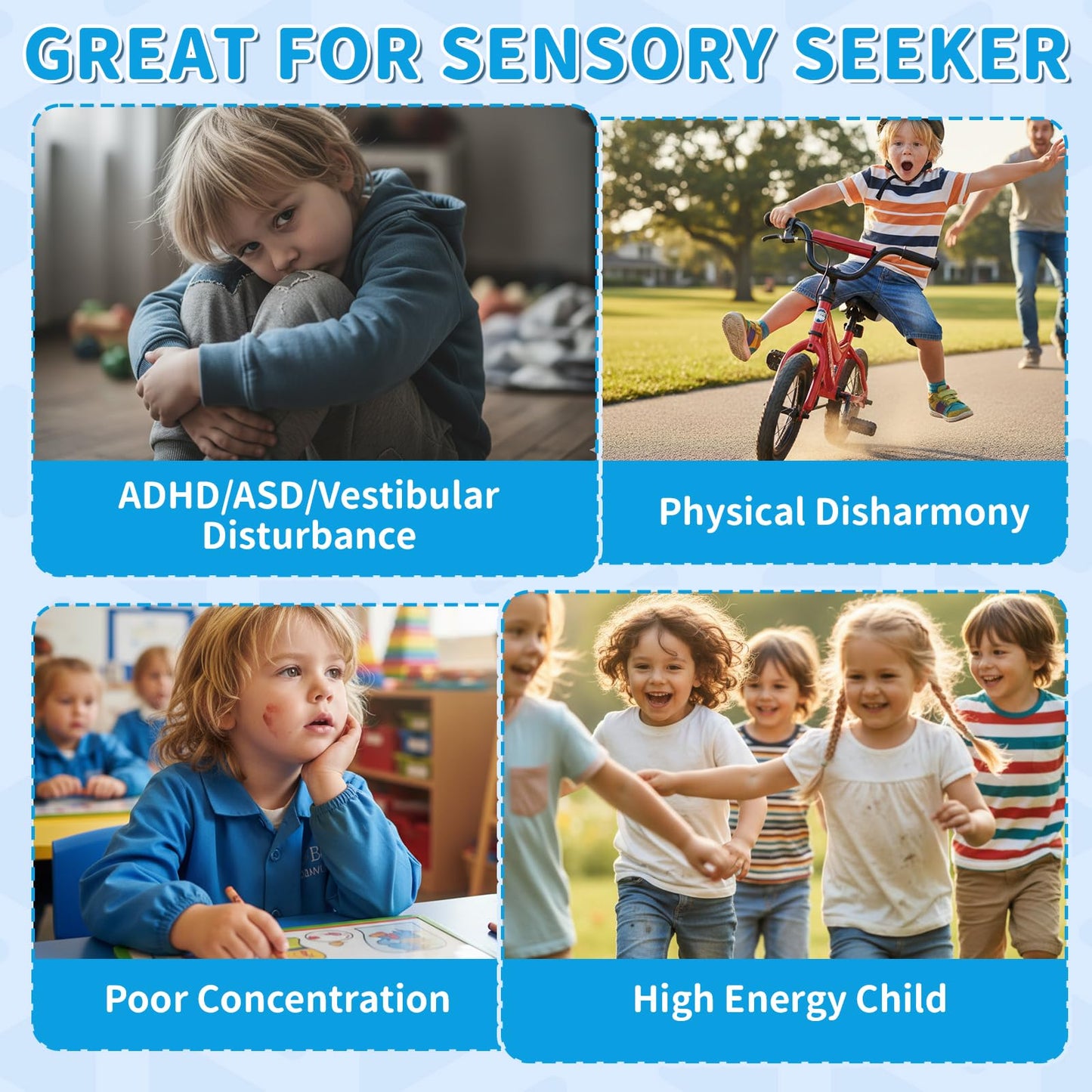 Pandapop Spinning Chair for Autistic Kids, Upgrade Handle Sensory Chair, Autism Sensory Products, 360°Silent Anti-Slip ADHD Chair, Sensory Toys for Autistic Kids Ages 3-5