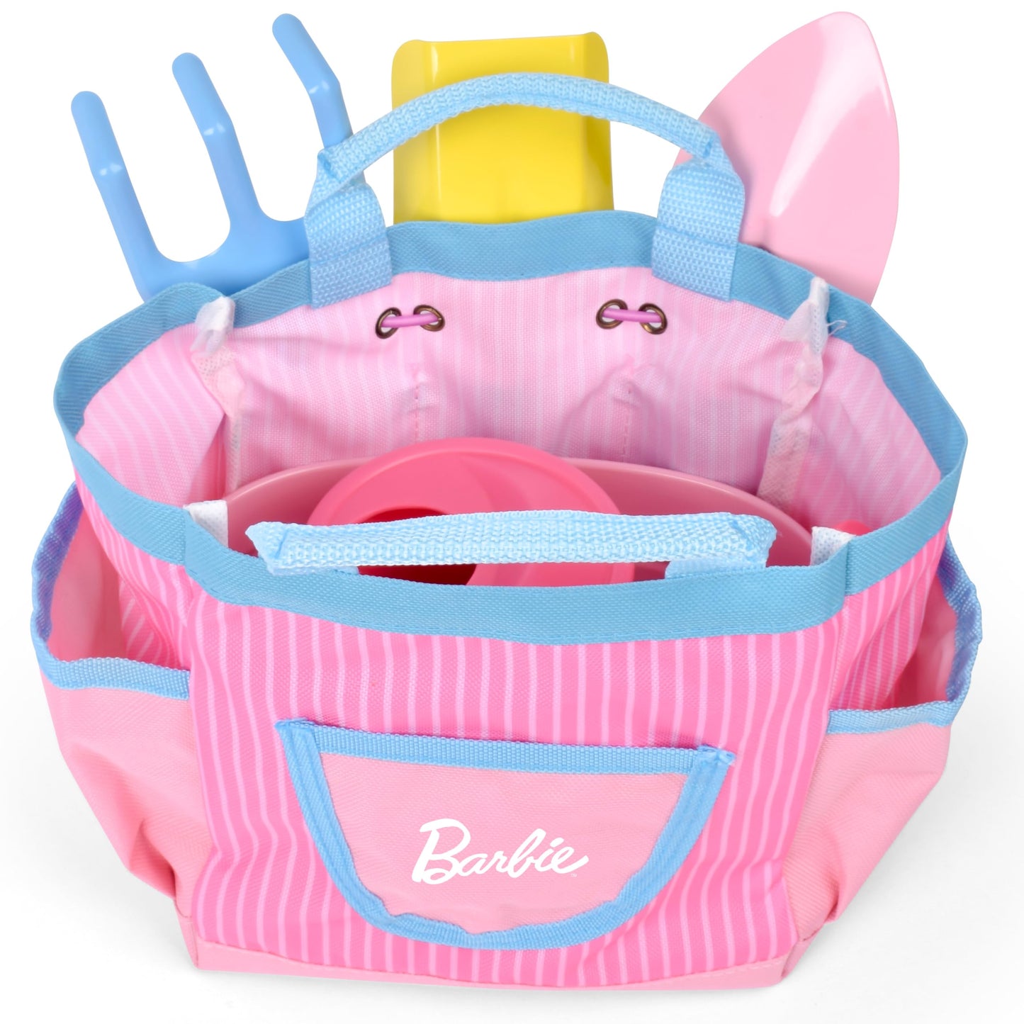 Barbie Garden Set – Real Gardening Tools for Kids with Watering Can, Metal Tools, Flower Pot and Storage Bag – Pink Tool Playset for Outdoors, 6 Pieces