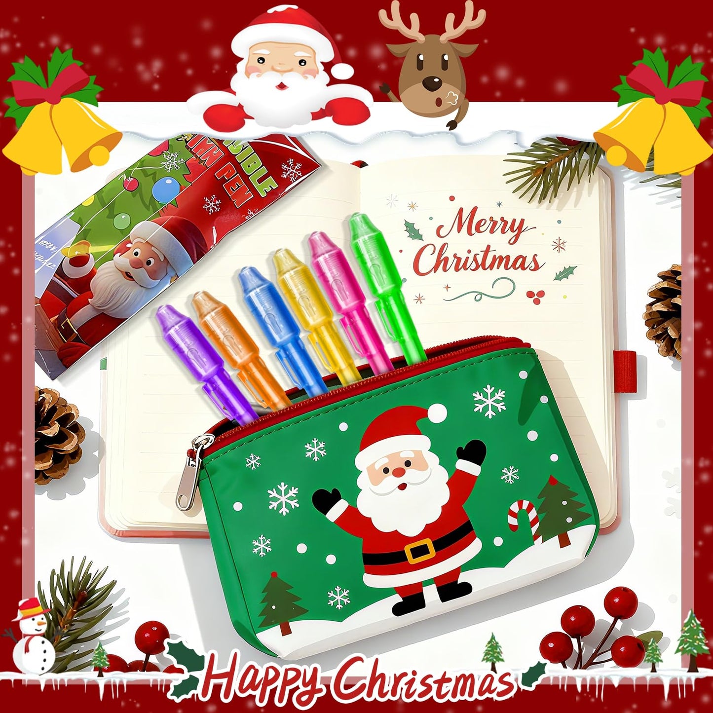 iGeeKid 6 Pack Invisible Ink Pen with UV Light,Easter Basket Party Favor for Kids Gift Bag, Stocking Stuffer for Kids, Secret Spy Pens Magic Disappearing Ink Marker for Goodie Bag Xmas, New Year's Eve