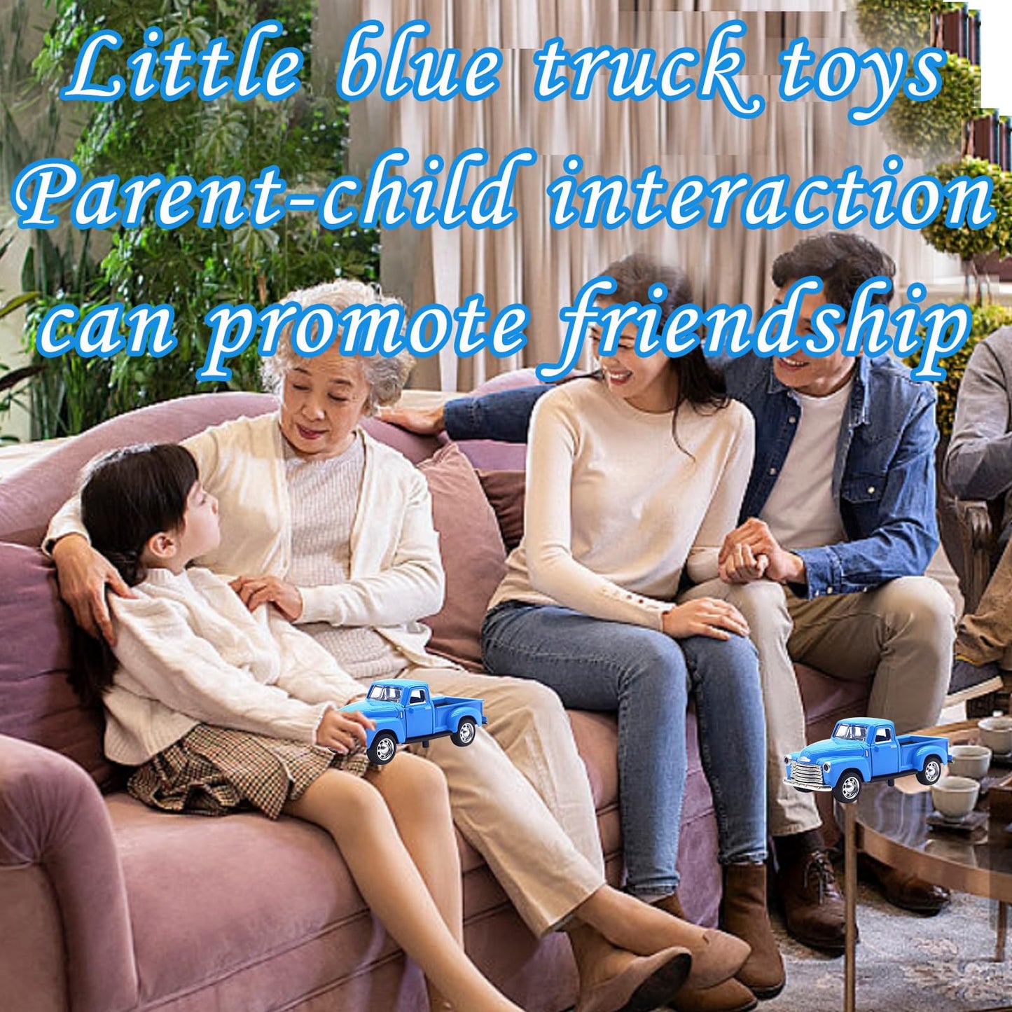 AGSIXZLAN Little Blue Truck Toy for Toddlers 2 3 4 5 6 7 8 Year Old Boys Girls,1:32 Alloy Toddlers Car Toy Driveable,Car Door Can Open,Toy Trucks for Kids Easter Christmas Birthday Gifts