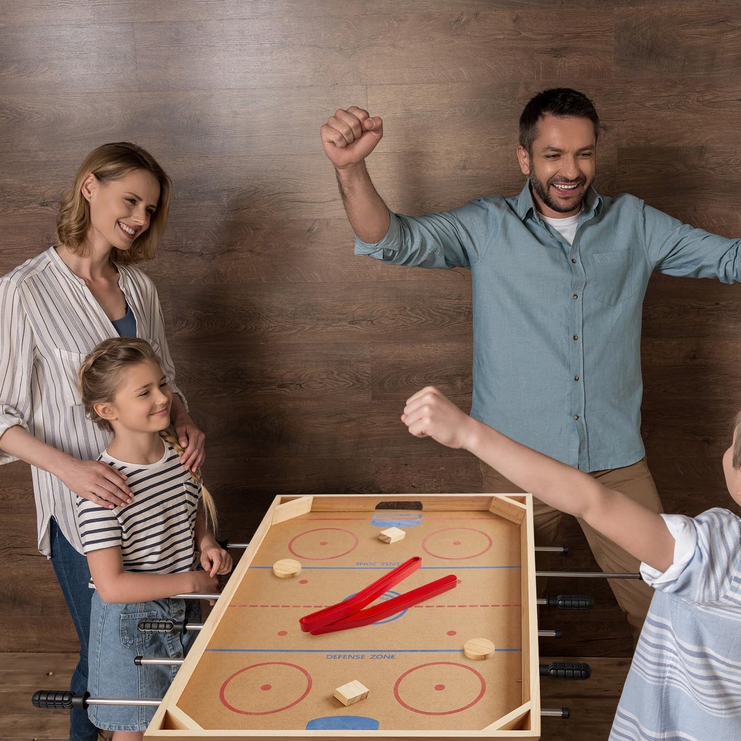 Conderyang Wooden Tabletop Hockey Game Includes 1 Wooden Game Board 2 Hockey Sticks and 2 Pucks Indoor and Outdoor Sports Board Games for Kids Children Adults Family