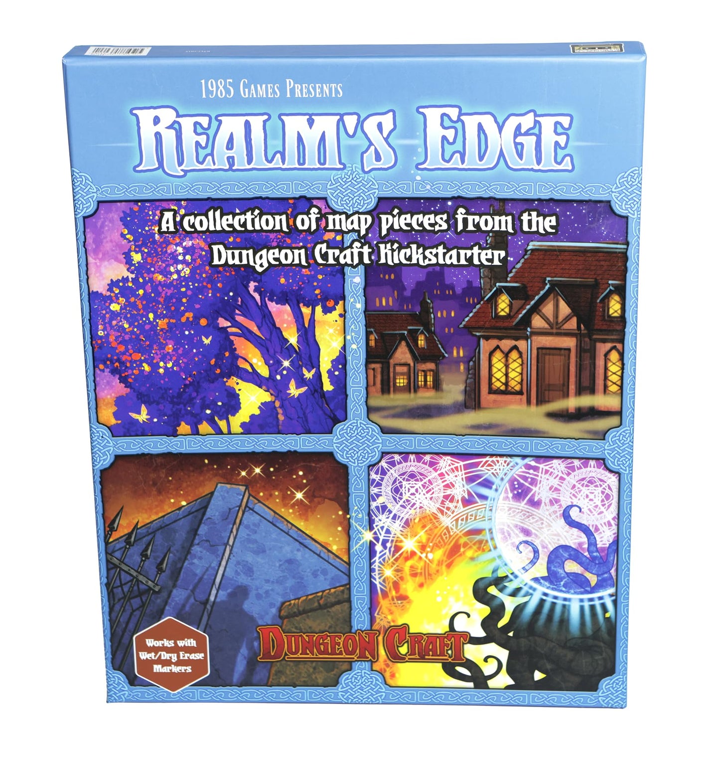 DUNGEON CRAFT Realm's Edge Book by 1985 Games - Immersive Dungeon Game with Dry Erase Maps for Endless Adventures - Water Resistant Game with Loose Leaf Inside a Custom Box & DND Map