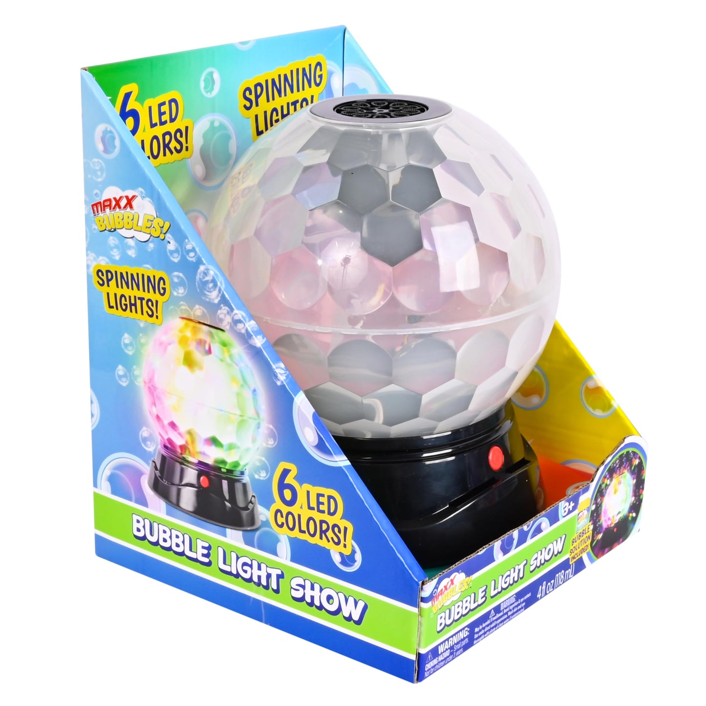 Maxx Bubbles Bubble Light Show – Large Bubble Machine with Spinning Disco Lights | Automatic Bubble Maker for Kids & Adults | Perfect for Parties, Weddings, Birthdays, and Events