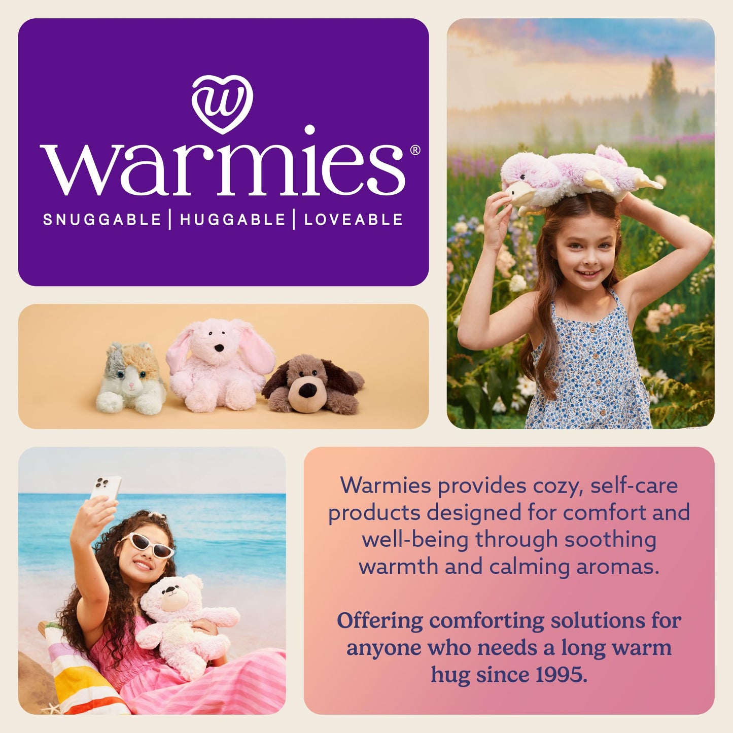 warmies Microwavable & Weighted Stuffed Animals, Puppy - Heated Stuffed Animal Plushie for Warmth & Comfort - Cute Soft Plush Toys for Adults & Children (Boys, Girls, Babies & Toddlers)
