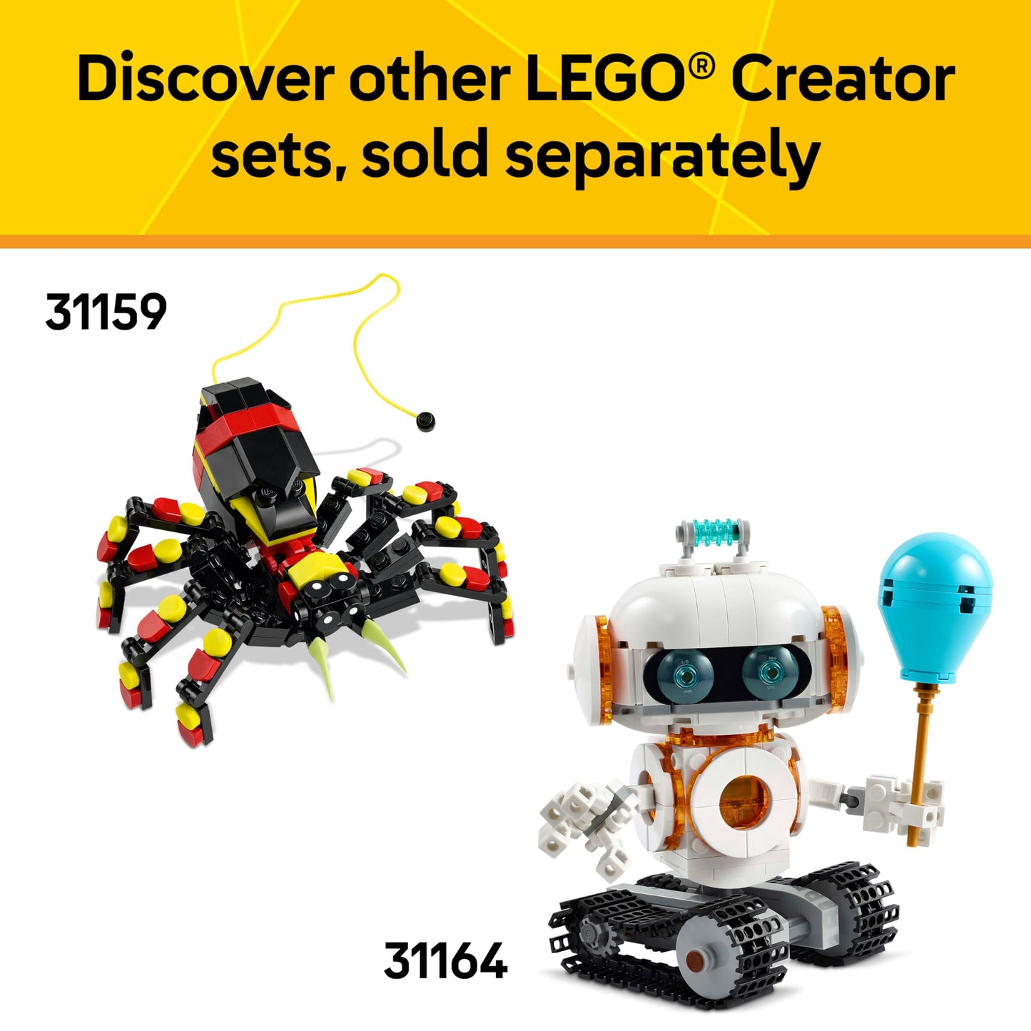 LEGO Creator 3 in 1 Aircraft Race Plane Toy - Building Toy with 3 Building Options, Airplane, Fighter Jet, or Helicopter - Gift Idea for Kids, Boys and Girls, Ages 7+ - 31160