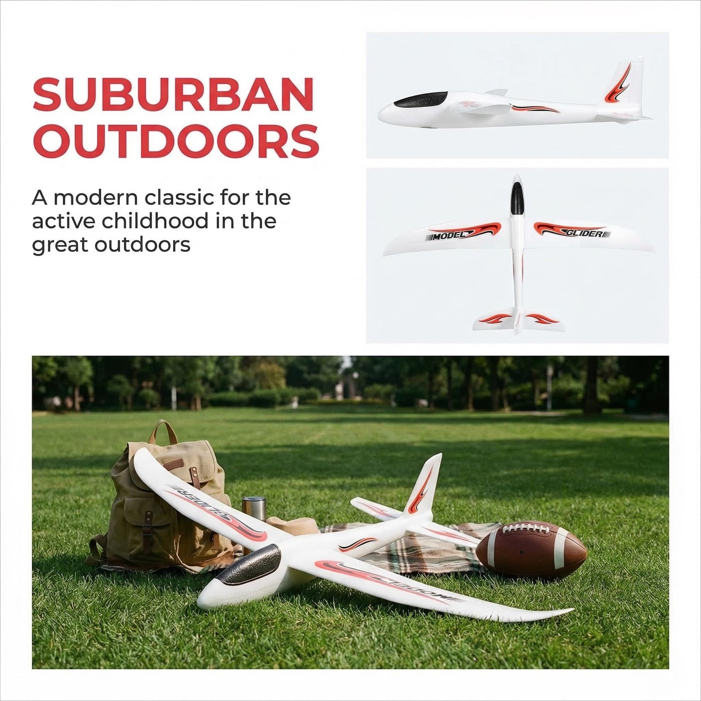 BESPORTBLE 2 Pack Kids Foam Airplane Toys 39 Inch Hand Throw Glider Planes for Outdoor Play and Hand-Eye Coordination