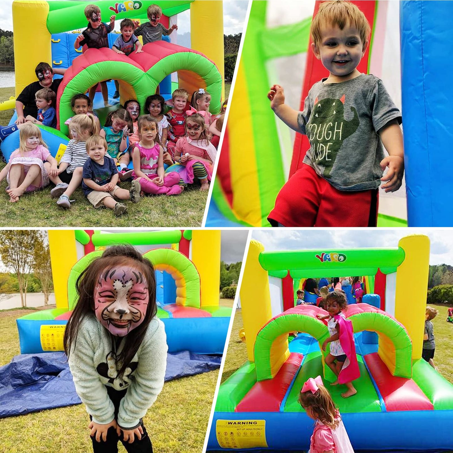 YARD Bounce House for Big Kids 5-12, 21.3'x9.2'x7.9' Inflatable Obstacle Course Bouncy Castle with Large Slide for Ages 3-6,8-12, Jump House with 750w Blower for Outdoor Party 750w-Green