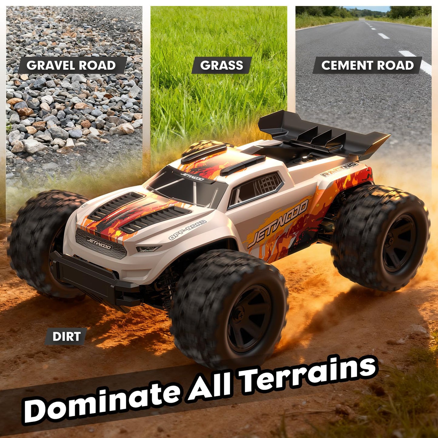 Jetwood 1:18 RC Buggy 36 KPH Fast RC Cars for Adults, 4WD Ready to Run Remote Control Car with 2 Batteries, Hobby RC for Boys and Beginners, JC18W