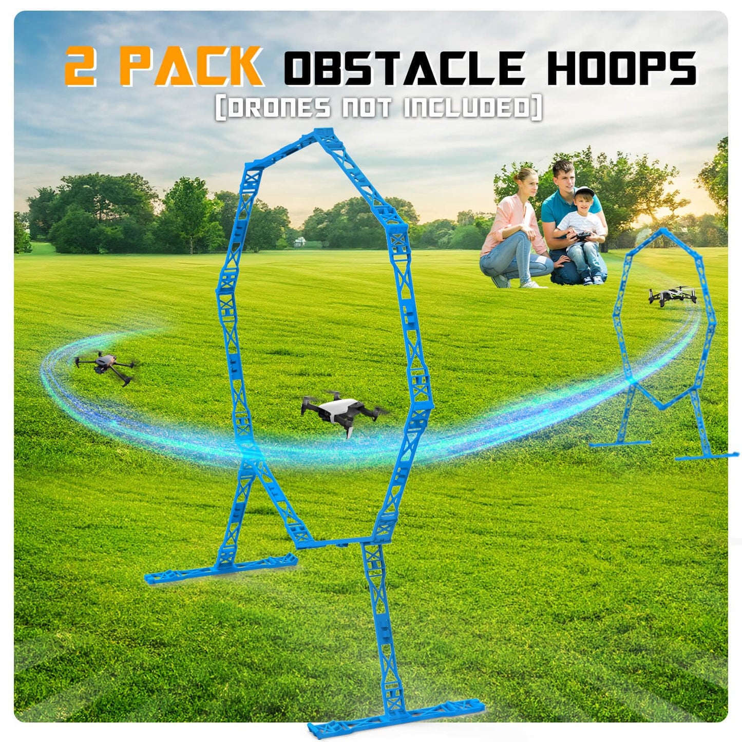 Dolanus 2-Pack Obstacle Hoops for FPV Racing Drones - Durable & Easy-Build - Ideal Drone Obstacle Course for Kids 6-12 & Adults, RC FPV Racing & Model Aircraft Games