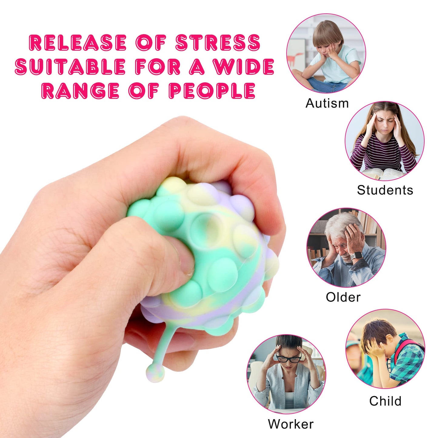 18 Pack Fidget Balls Party Favors, 2 inch 3D Animal Pop Balls Fidget Toys, Party Favors for Kids 4-12, Goodie Bags Stuffers, Pinata Stuffers, Birthday Gifts, Classroom Prizes, Treasure Box Toys