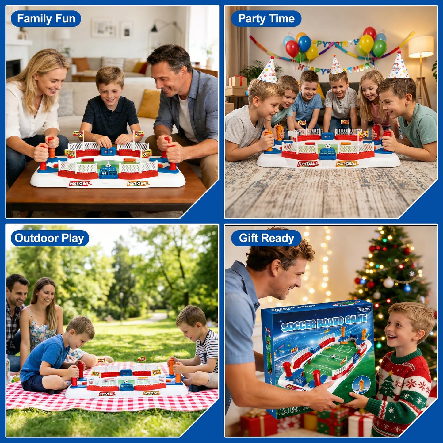 Soccer Board Game for Kids, Mini Foosball Tabletop Game Toy Interactive Pinball Soccer Toy with Score Counter & Dual Flipper, Indoor Family Tabletop Game, Birthday for Boys Girls Ages 6-12