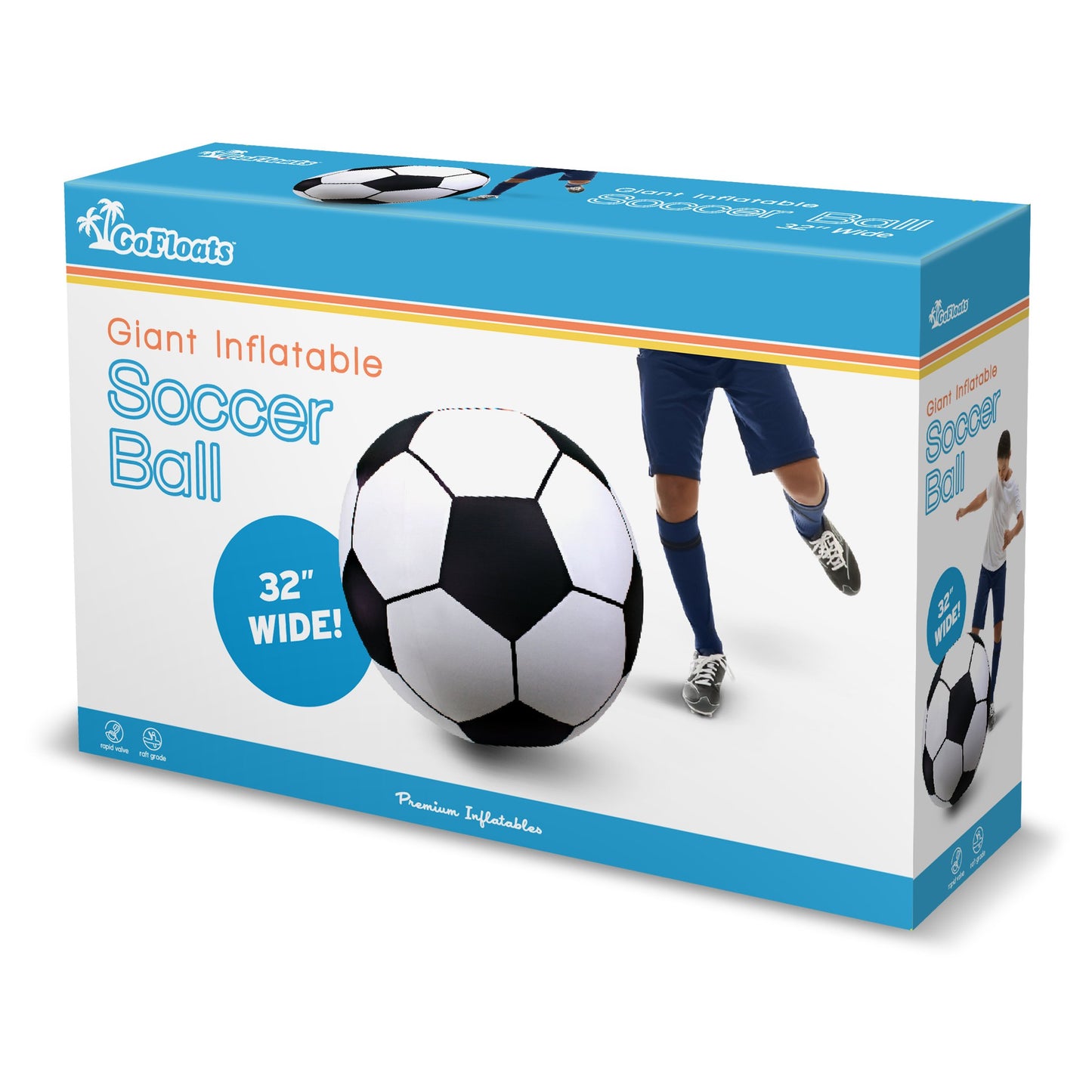 GoFloats Giant Inflatable Soccer Ball - Made From Premium Raft Grade Vinyl, Black & White 2.5 ft