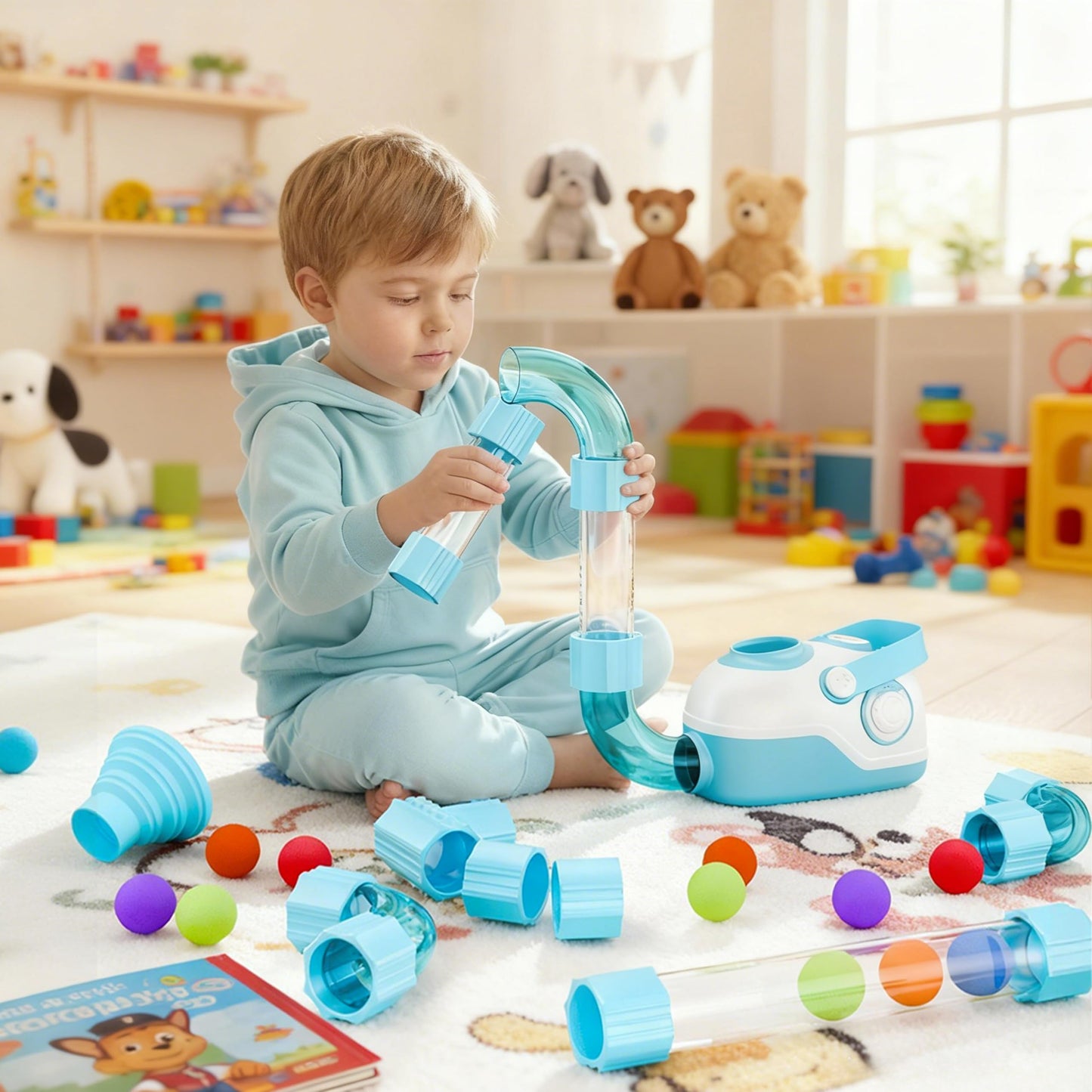 Air Tubes Toys Expansion Pack - Air-Powered STEM Building Toys - Learning Toys, STEM Toys for 3+ Year Old Boys & Girls Birthday Gifts(Blue