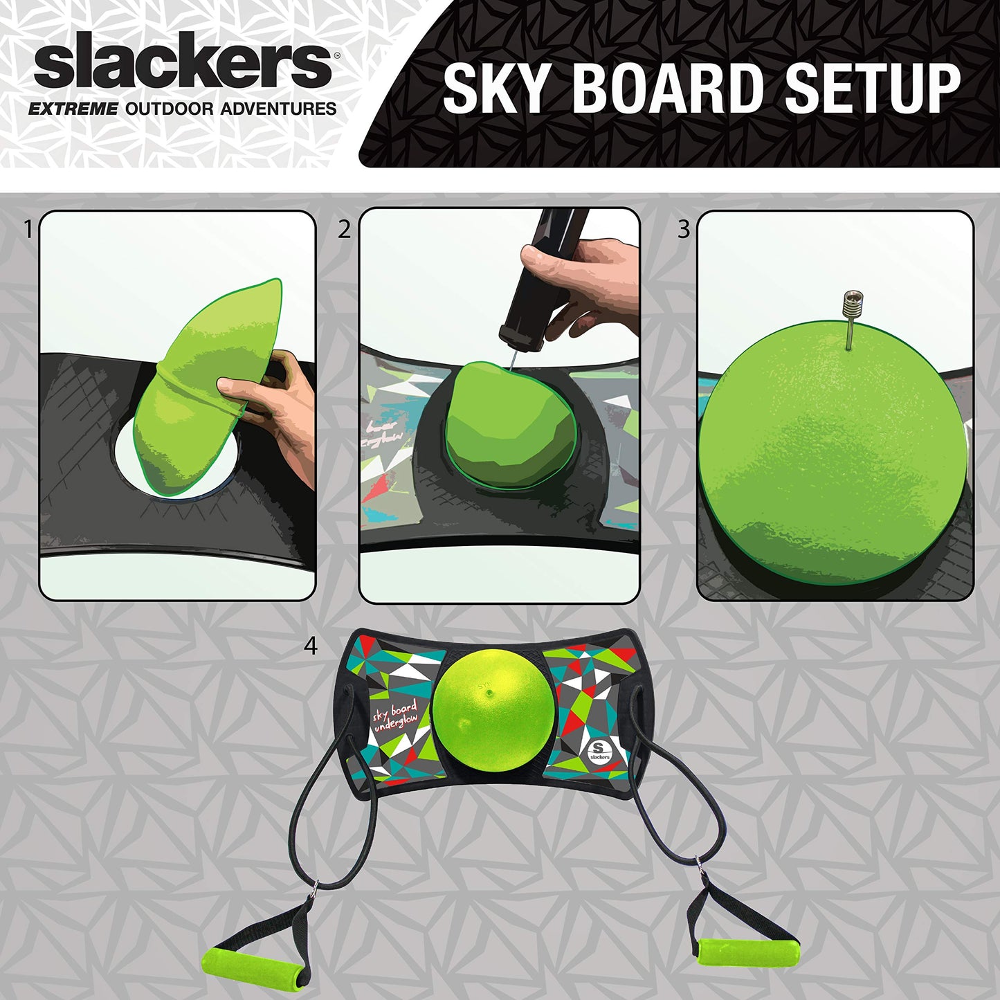 slackers LED Sky Board - Fun Pogo Jumper Board with Motion Activated LED Lights - Built In Side Grip Handles for Added Tricks and Fun - Great at Building Balance and Agility while Playing
