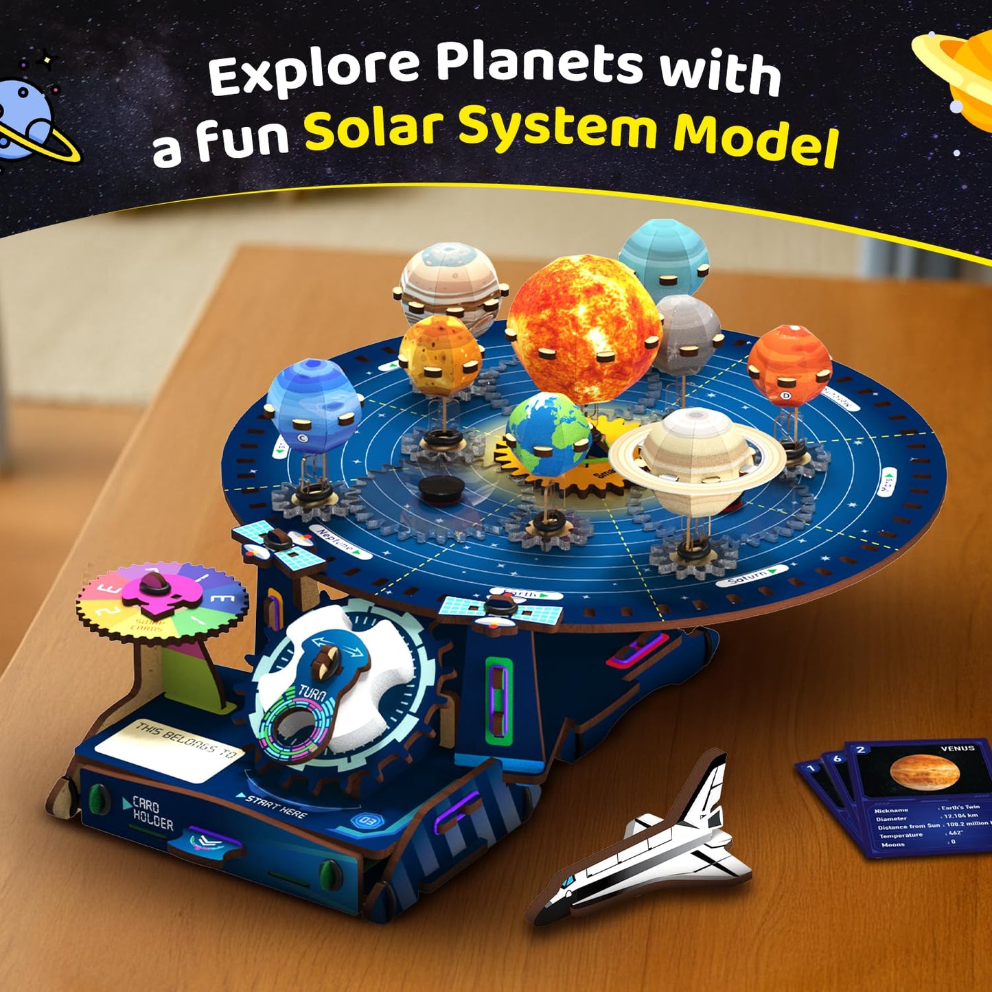 Smartivity Solar System Kit | Gear-Driven Working Model of Planets | Birthday Gift for Boys & Girls 8,9,10,11,12,13,14 Years I Build, Rotate & Explore Astronomy | Learn Solar System & Science Facts |
