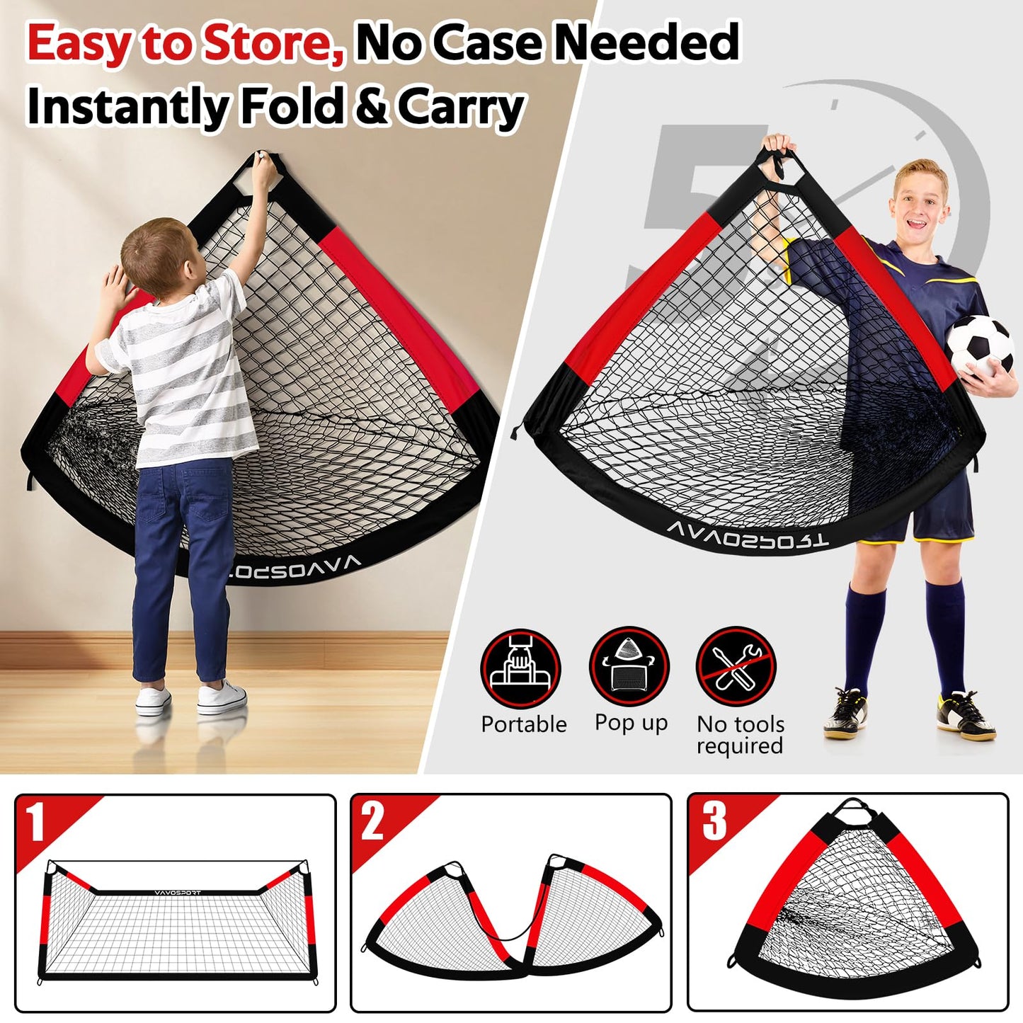 Kids Soccer Goals for Backyard Set, 6×4ft Portable Soccer Goal & Ball Training Equipment with Cones, Target, Youth Toddler Pop Up Soccer Net for Kids 3-12 Sports Play Outdoor Games Gifts