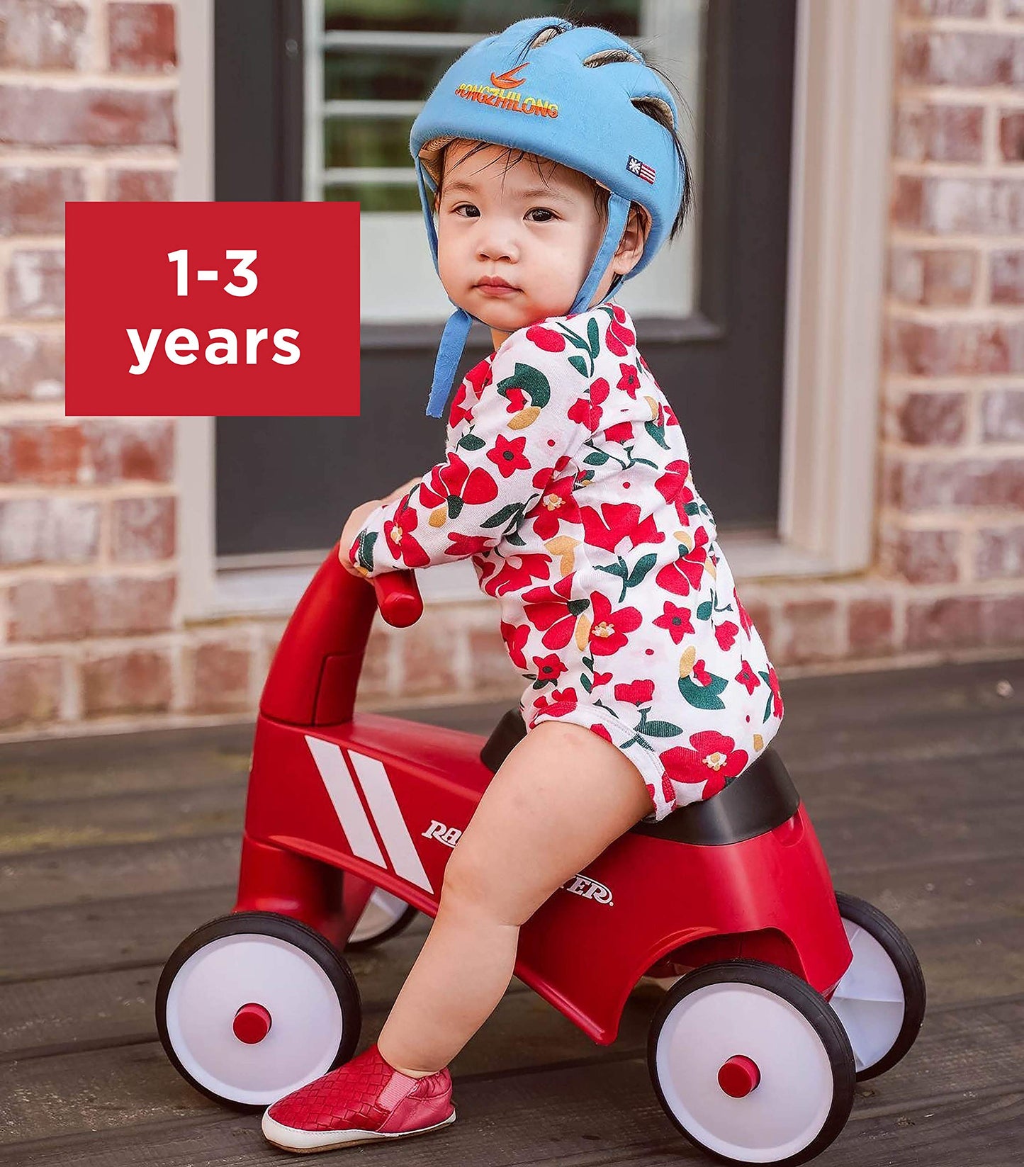 Radio Flyer Scoot About Sport Ride On, For Toddlers 1-3, Stable Wide-Set Front Wheels, Front Steering, Clear Kick Path, Under Seat Storage, Easy-Glide Wheels, 42 lb Capacity, Toddler Ride On Toys