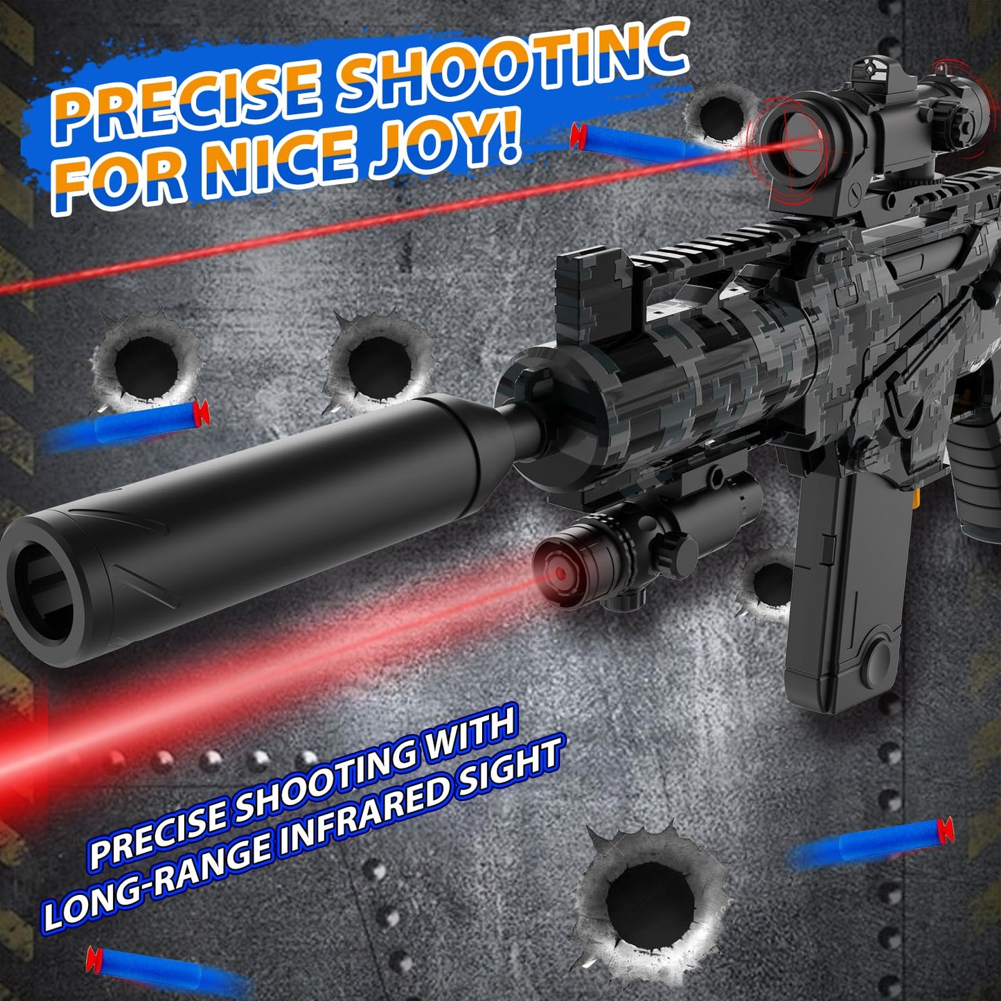 Automatic Toy Foam Blaster Sniper with Scope, Electric Toy Dart Blaster with 120 Foam Darts, Goggles, Air Pocket Technology Outdoor Shooting Game Kids Toys for Ages 8-12 Boys Girls