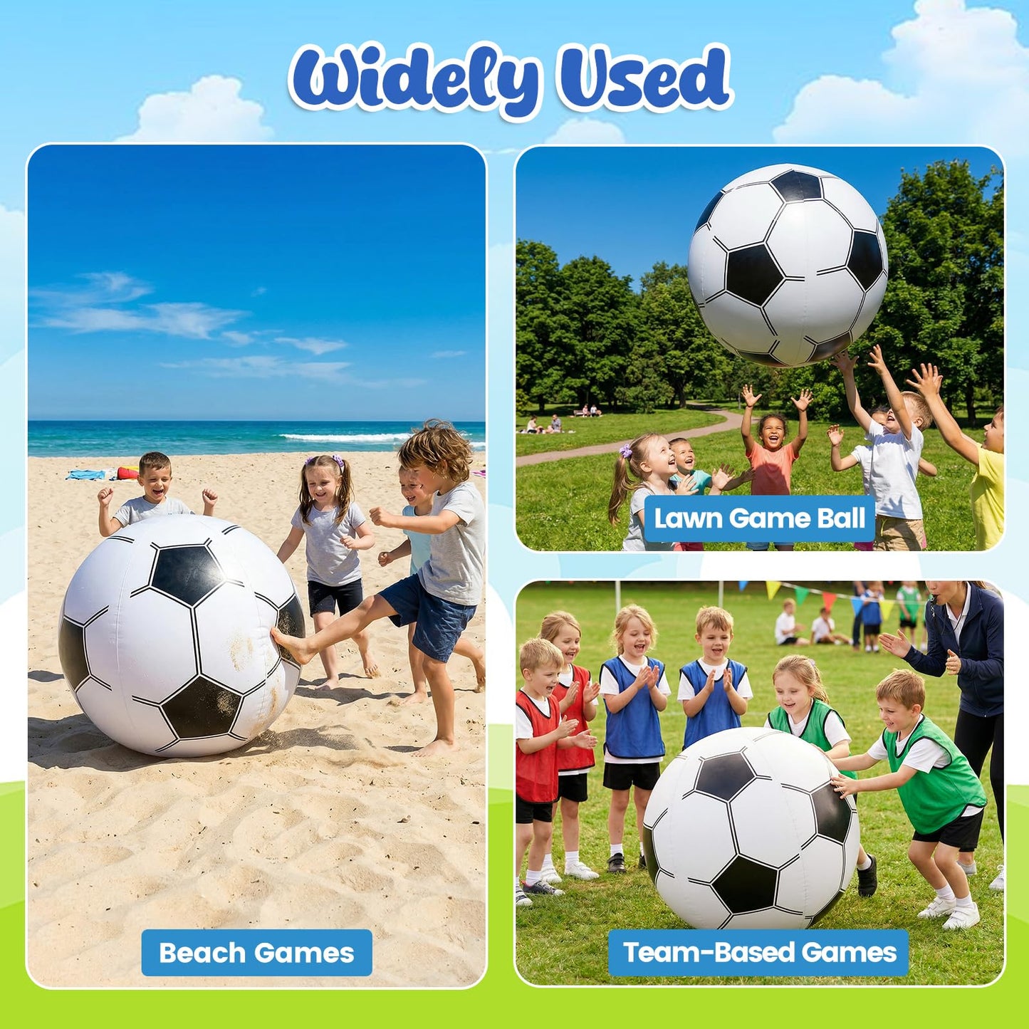 AMOR PRESENT Inflatable Soccer Balls, 27-inch Beach Ball for Beach Toys & Soccer Goodie Bags Stuffers, Birthday Party Decorations, Party Favors for Kids
