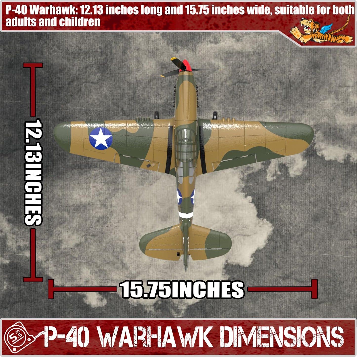 LEAMBE RC Plane 4 Channel Remote Control Airplane - Ready to Fly P-40 Warhawk RC Airplane for Beginners Adult with Xpilot Stabilization System & One Key Aerobatic