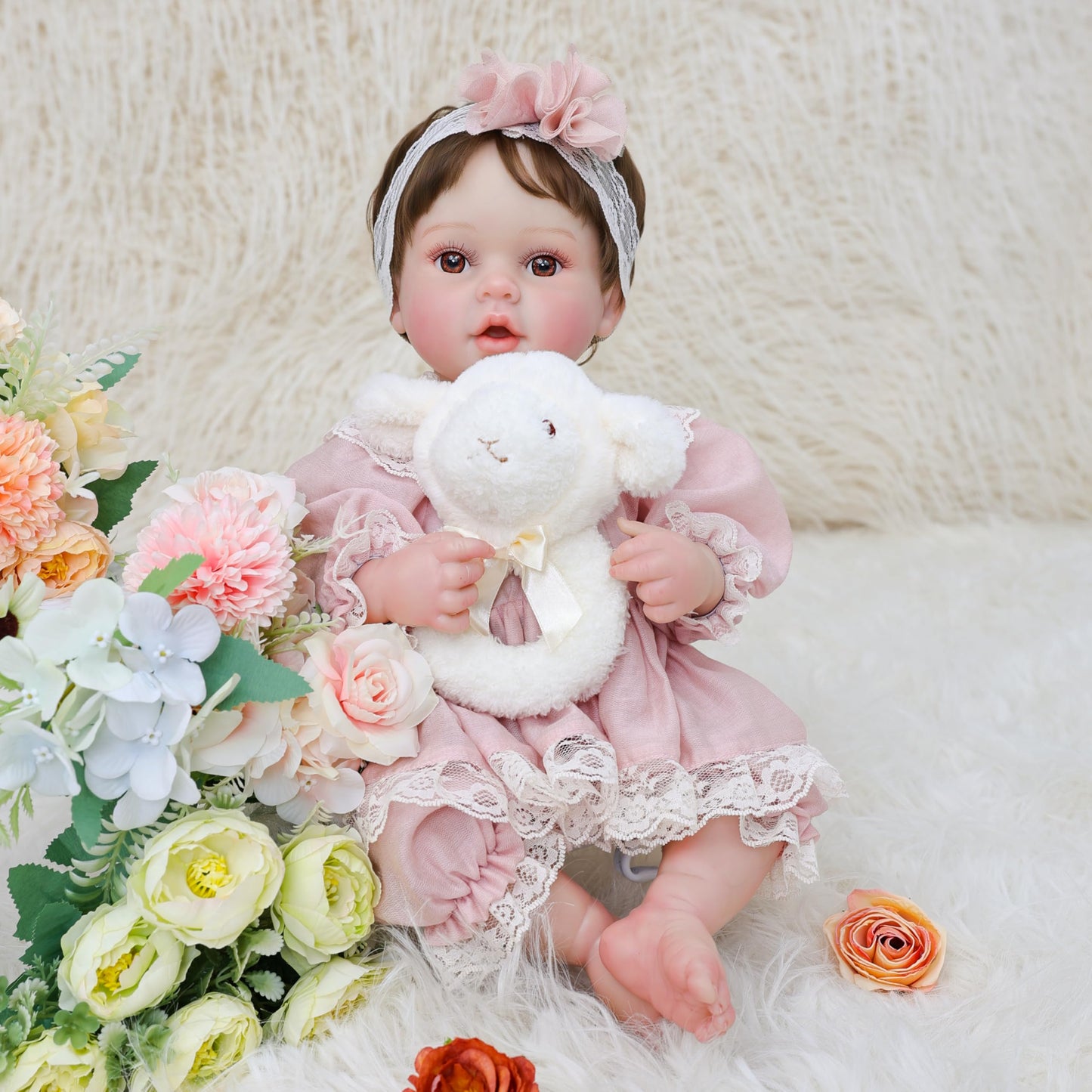 Cloveray 20inch Large Realistic Reborn Baby Doll Hand-Rooted Hair Lifelike Baby Dolls with Accessories for 3+ Year Old Girls Gifts, Pretend Play, Collection