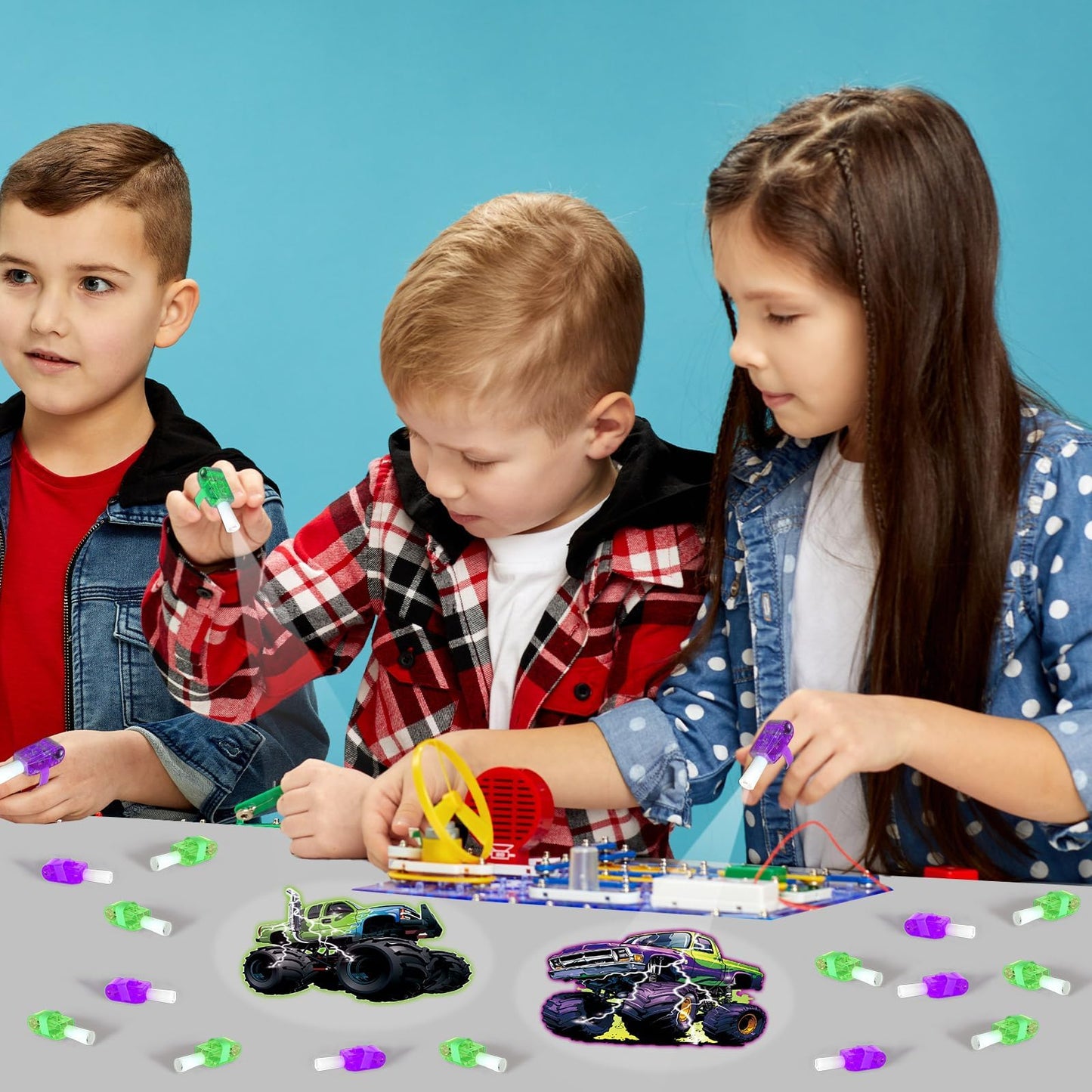 36Pcs Monster Truck LED Finger Lights Truck Toys Party Favors Glow in the Dark Light Up Finger Lights Racing Themed Toys Bulk for Kids Birthday Party Goodie Bag Stuffer Birthday Gifts Classroom Prize