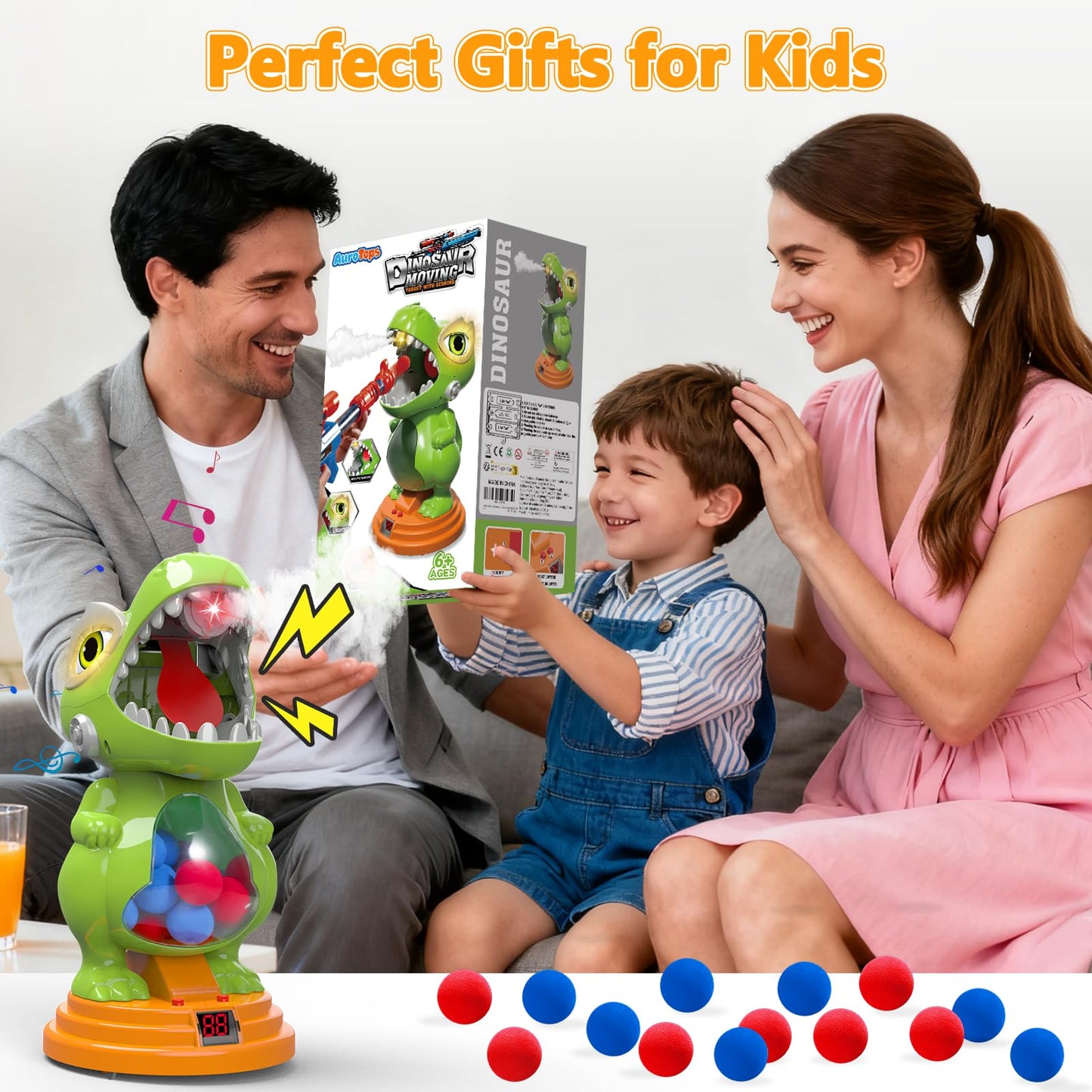 AuroTops Movable Dinosaur Shooting Toys for Kids Ages 5-8, for 6-8 Year Old Boys Girls Dinosaur Toys with Mist Spray,Roar & Light,Shooting Games for Kids Birthday Gifts Outdoor Indoor