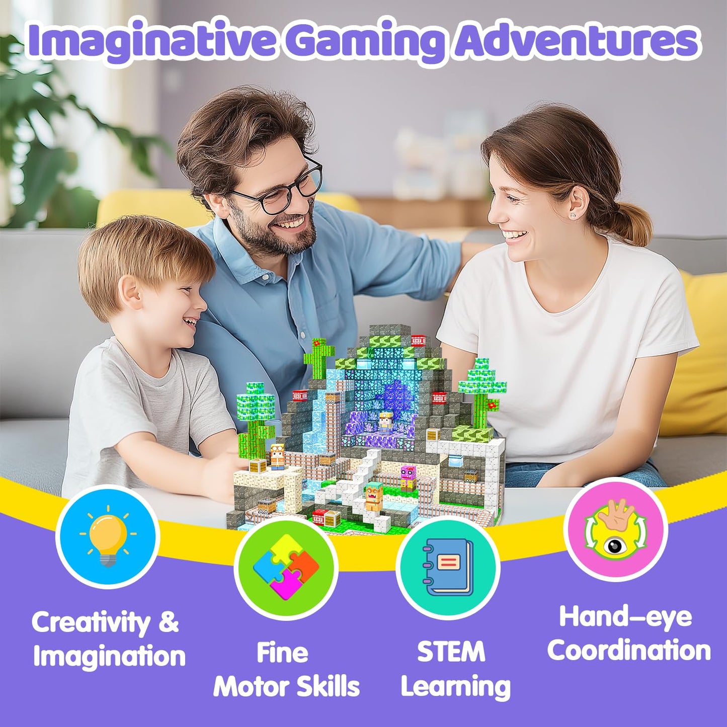 SSAWER Magnetic Blocks, 150PCS Magnetic Building Blocks, Stacking Magnets for Kids, Sensory Toy for STEM Constructions Magnet Blocks for Boys Girls Age 3+, Christmas Birthday Gifts