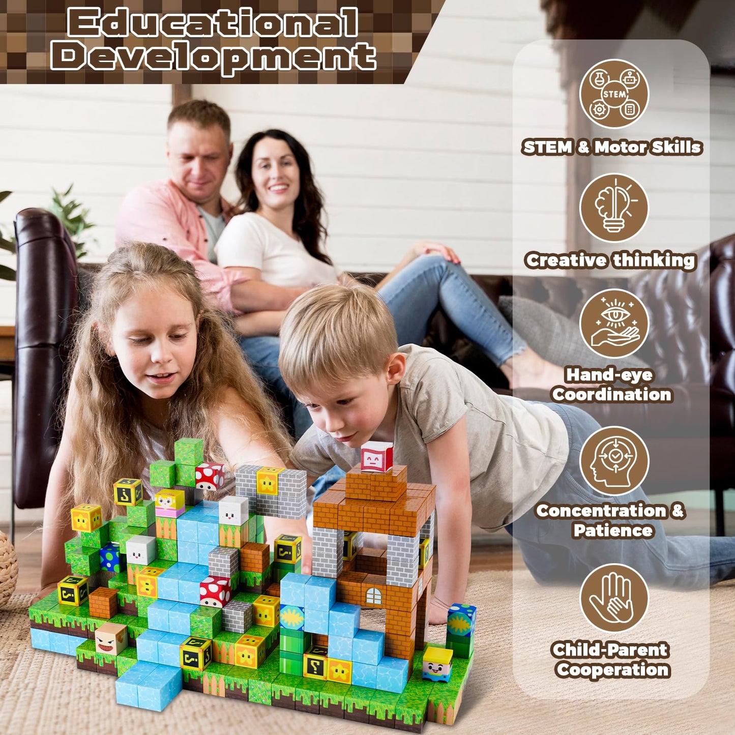 Annexfun Magnetic Blocks-100PCS Magnetic Building Cubes Blocks, STEM Montessori Sensory Toys for Toddlers Kids Boys Girls Ages 3 4 5 6 7 8 9 10 Christmas Birthday Gifts