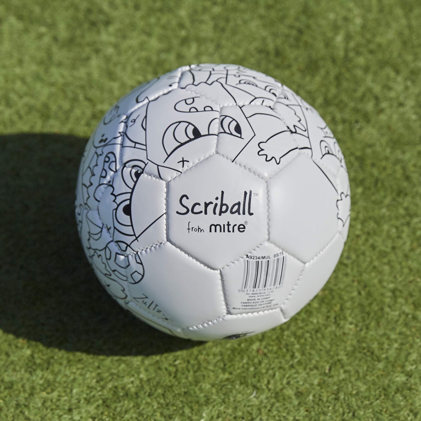 Mitre SCRIBALL Kids Coloring DIY Soccer Ball, Pump, & Display Stand - Mini Soccer Ball with 5 Markers - 3 Fun Character Designs - Creative Soccer Toy for Kids - Ships Deflated