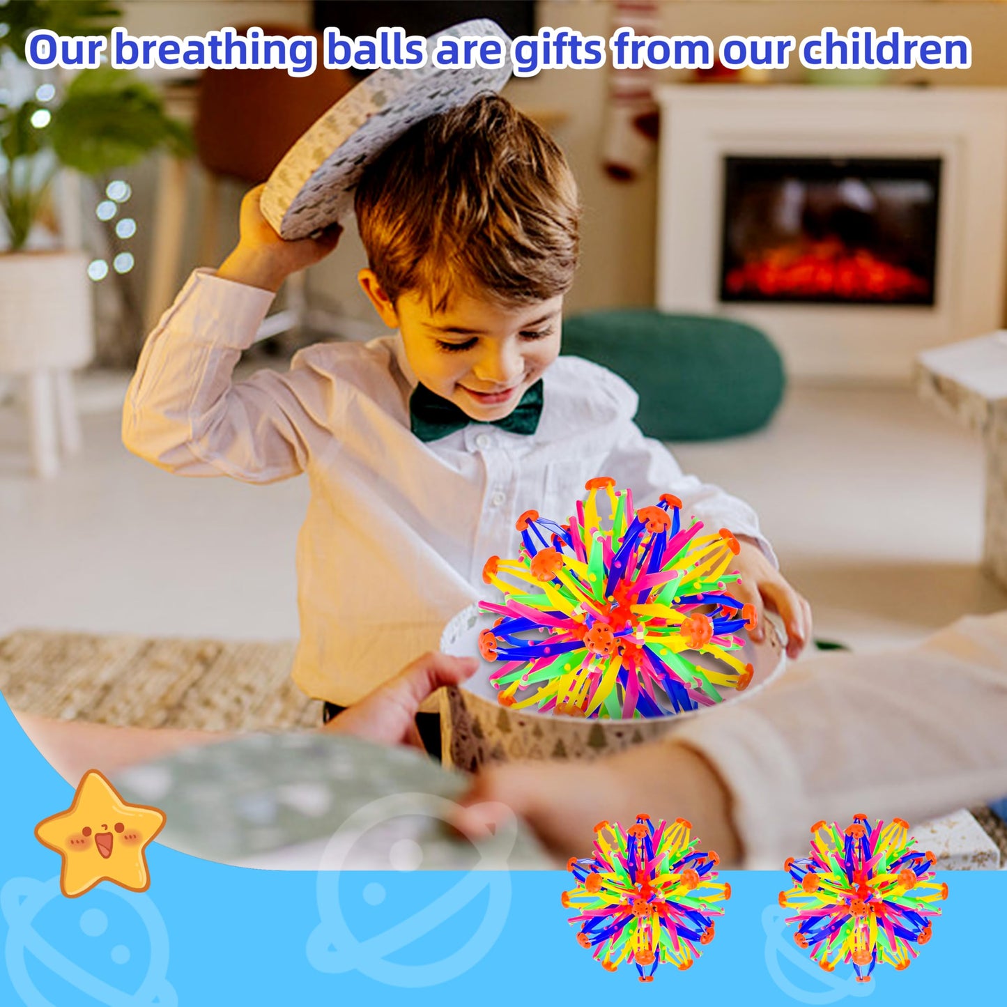 AGSIXZLAN 2Pcs Collapsible Expandable Breathing Expanding Balls Toy - More Than Doubles in Size from 6" to 12",Magic Sensory & Fidget Sphere Toy for Kids and Adults Play,Autism, Anxiety,Yoga -ADHD