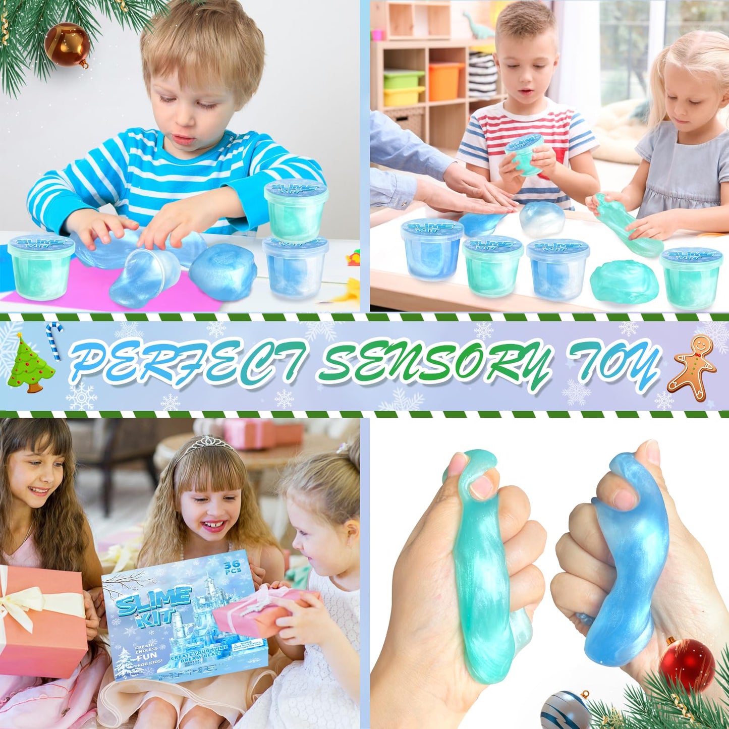 36 Pack Frozen Slime Party Favors for Kids Winter Snowflake Slime Putty Toys Christmas Easter Birthday Goodie Bag Stuffer Classroom Reward for Girls Boys Stretchy Non-Sticky Stress Relief