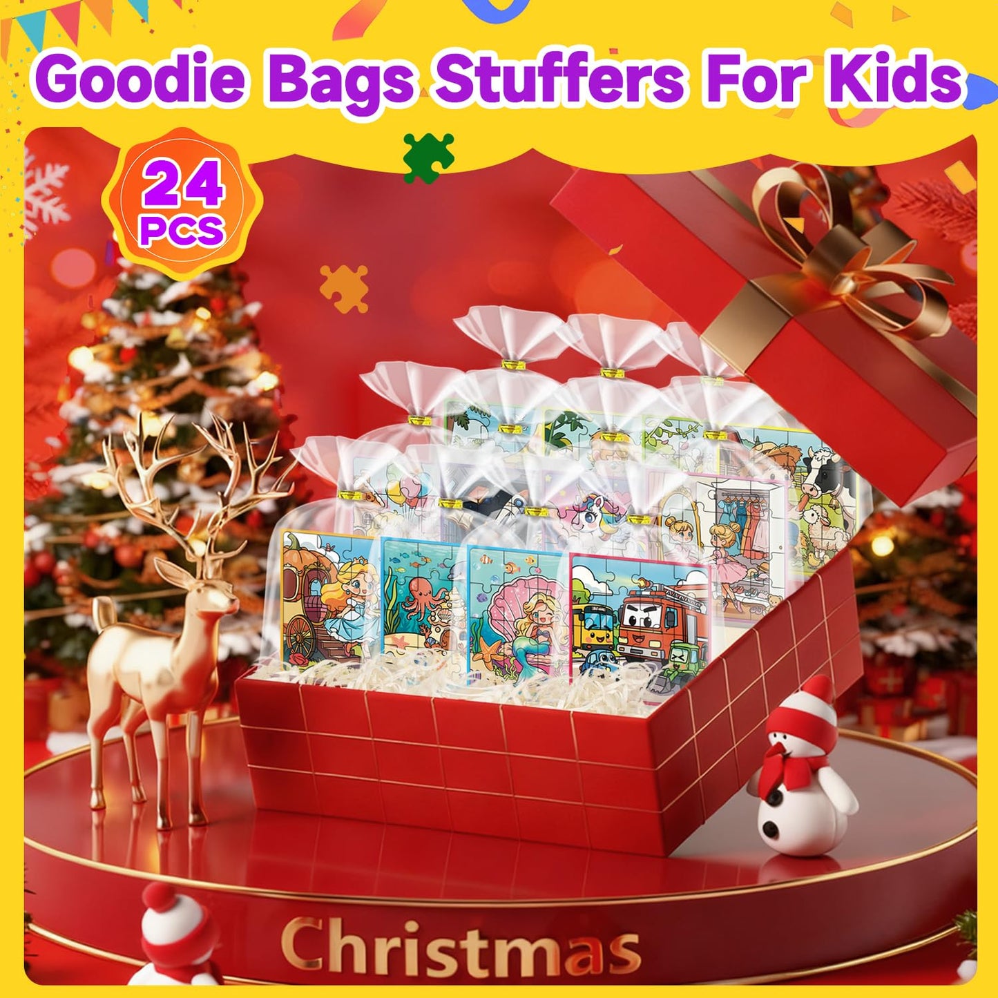WAWIBEE 24 Pack Easter Party Favors for Kids, Magnetic Puzzle Books Bulk for Toddlers 3-5 & Kids 4-8, Goodie Bag Stuffers, Classroom Prizes, Birthday Return Valentine’s Day Gifts, Travel