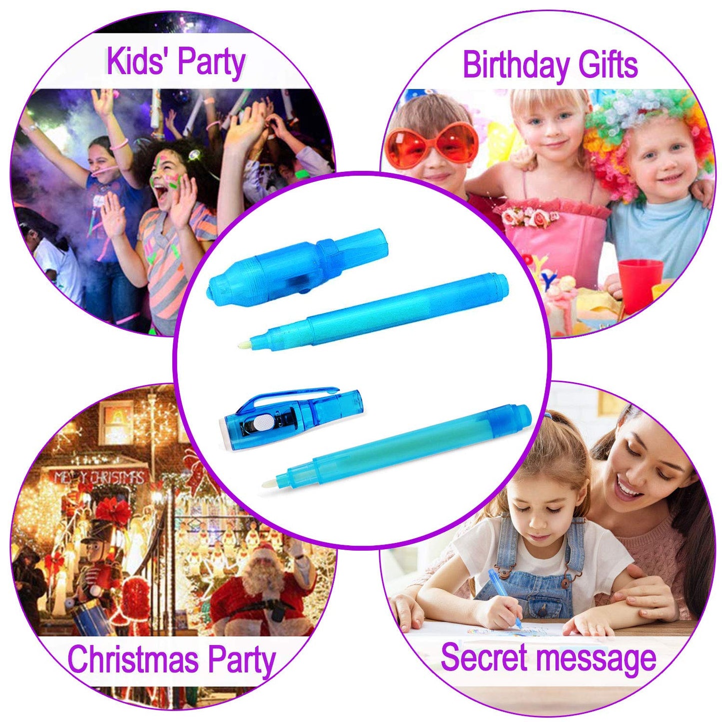 iGeeKid 32 Pack 2 Style Invisible Ink Pen with UV Black Light Secret Spy Pens for Secret Messages, Magic Disappearing Ink Markers School Supplies Kids Party Favors Boy Girl Exchang Patriotic