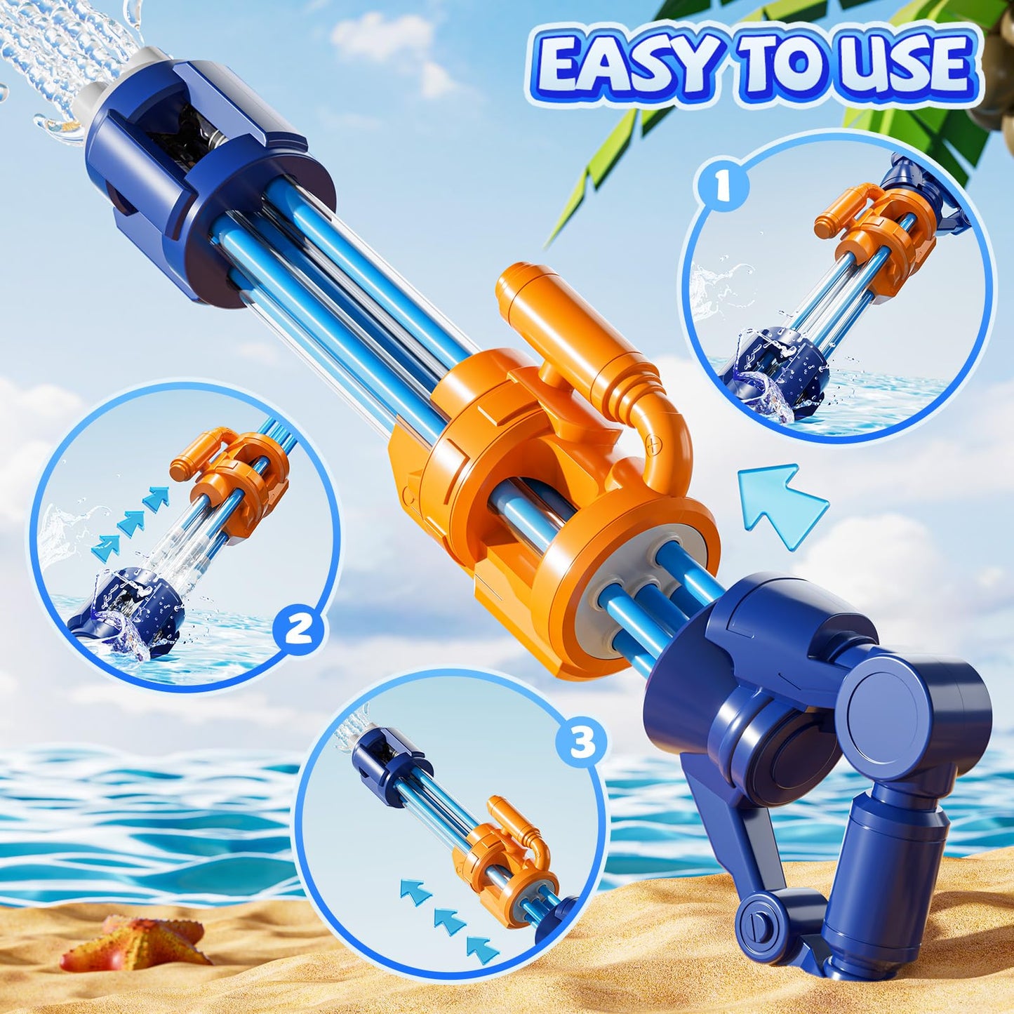 XINNOVEL 2 Pack Water Guns for Kids Adults, Summer Outdoor Water Toys Swimming Pool Game, Beach Water Game Fighting Play Pool Toys for Boys Girls Kids Ages 4-8, 8-12