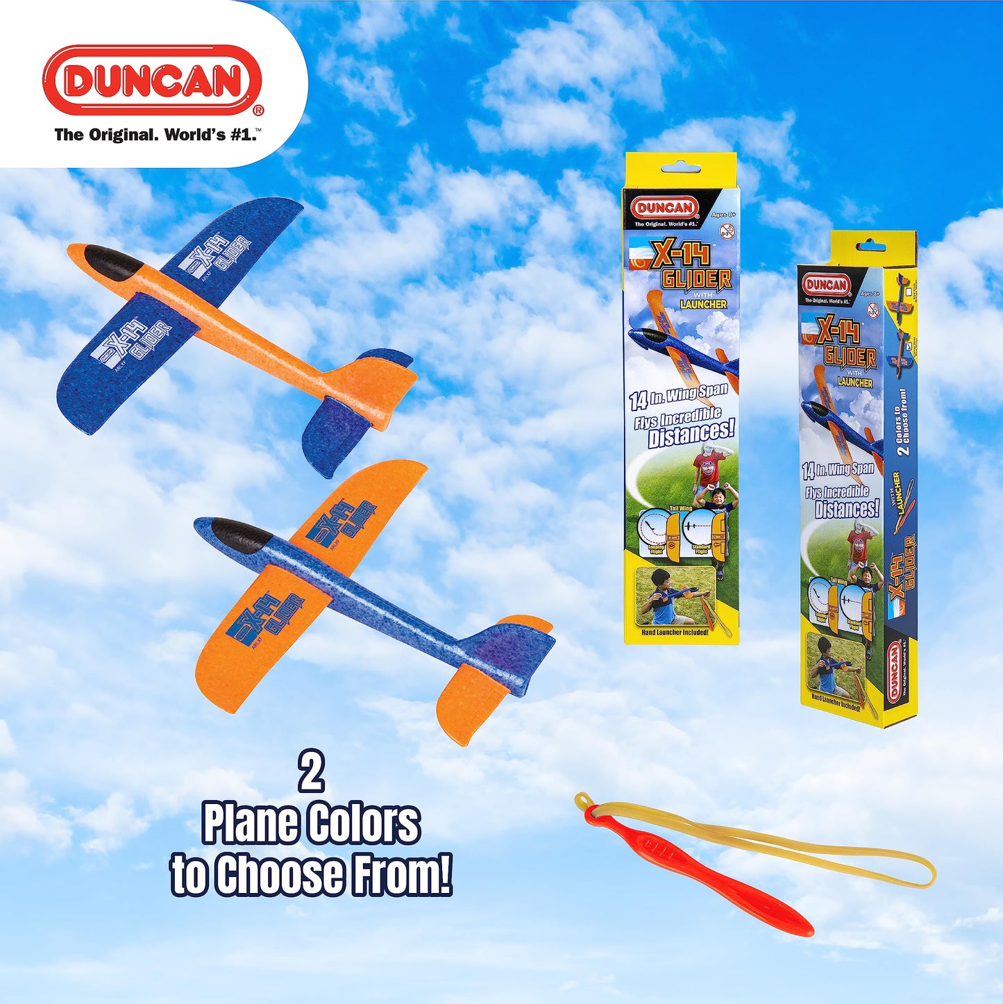 Duncan X-14 Glider - Orange with Blue Wings
