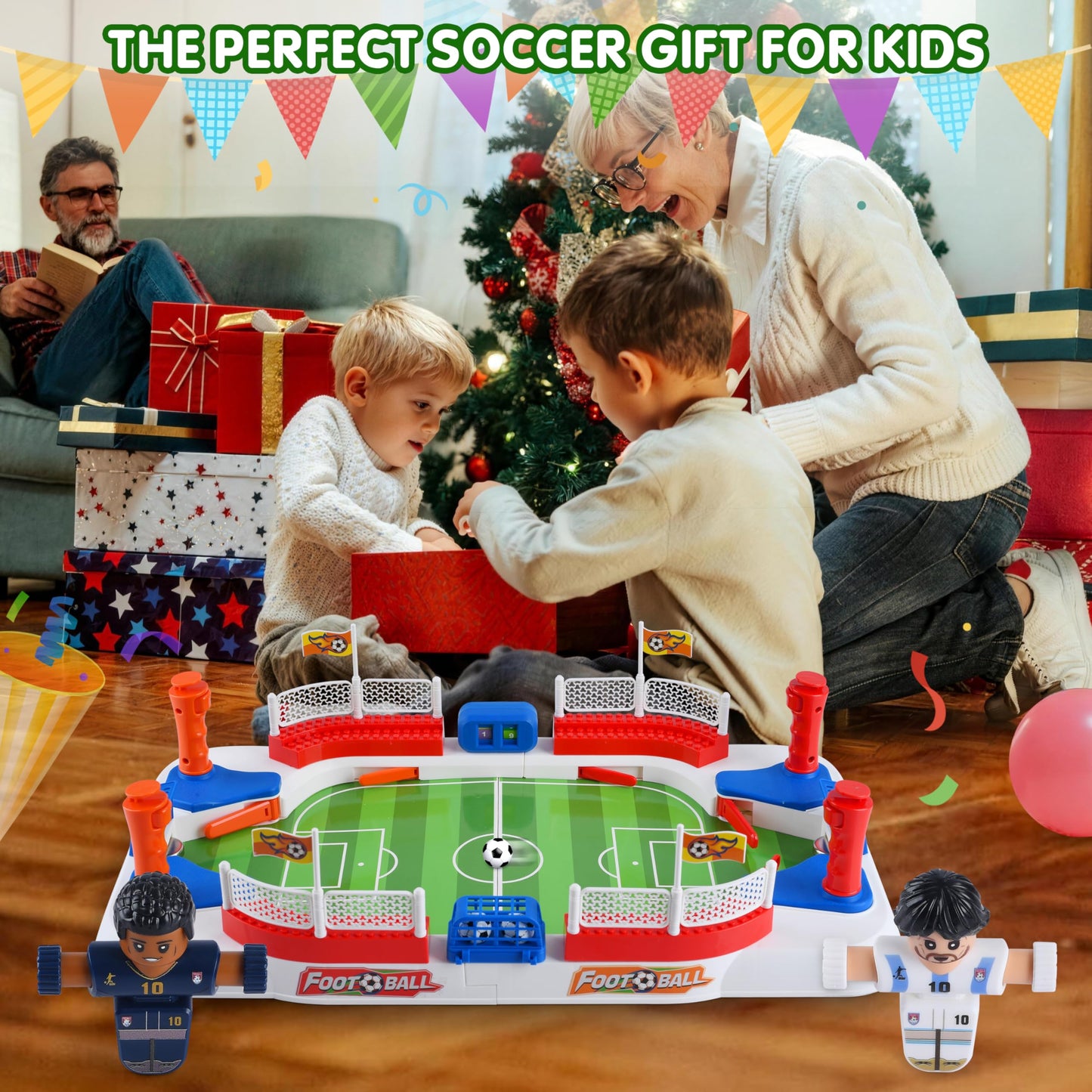 WeeHomm 2-in-1 Play Soccer Board Game for Kids, Foosball Figures PK, Foosball Table for Kids 8-12, Soccer Toys for Boys, Tabletop Football Game, Birthday Gifts for 4-10 Years Old