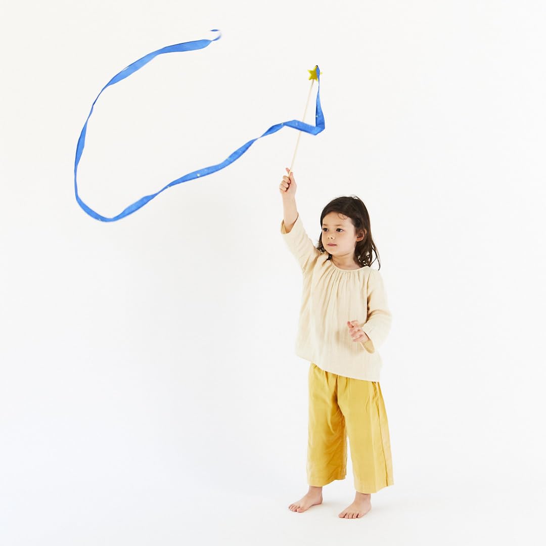 Sarah's Silks Starry Night Streamer - Pretend Play, Dance, Baton Stick Twirling, and Gymnastics Party Favors | 100% Silk and Wood Montessori and Waldorf Toys, 1 Piece