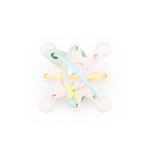 GiliGums Cosmo Silicone Baby Rattle Teether – Pastel | BPA-Free 3D Sensory Teething Toy | Multi-Textured Chewable Arms & Pullable Rings | Food Grade Silicone | Developmental Grip Toy 3-36 Months