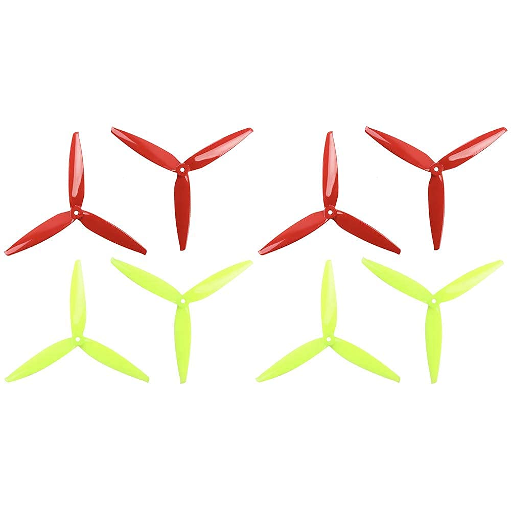 8pcs 3-Blade Props high-Speed Propellers, 7inch 180mm CW CCW for Racing Frame FPV Drone 2206-1500kv Motors,GEMFAN 7040（Yellow and Red）