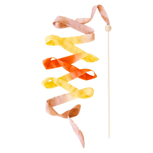 Sarah's Silks Boho Rainbow Streamer - 8' Long Ribbon Wand for Kids, Pretend Play, Dance, Baton Stick Twirling, and Gymnastics Party Favors | 100% Silk and Wood Montessori and Waldorf Toys (1)