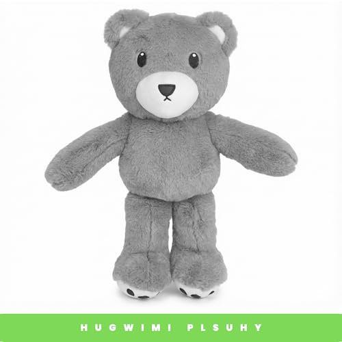 HUGWIMI Huggable Gray Teddy Bear, Soft Stuffed Plushie - Easter Gifts for Kids and Teen Girls, 16 Inches
